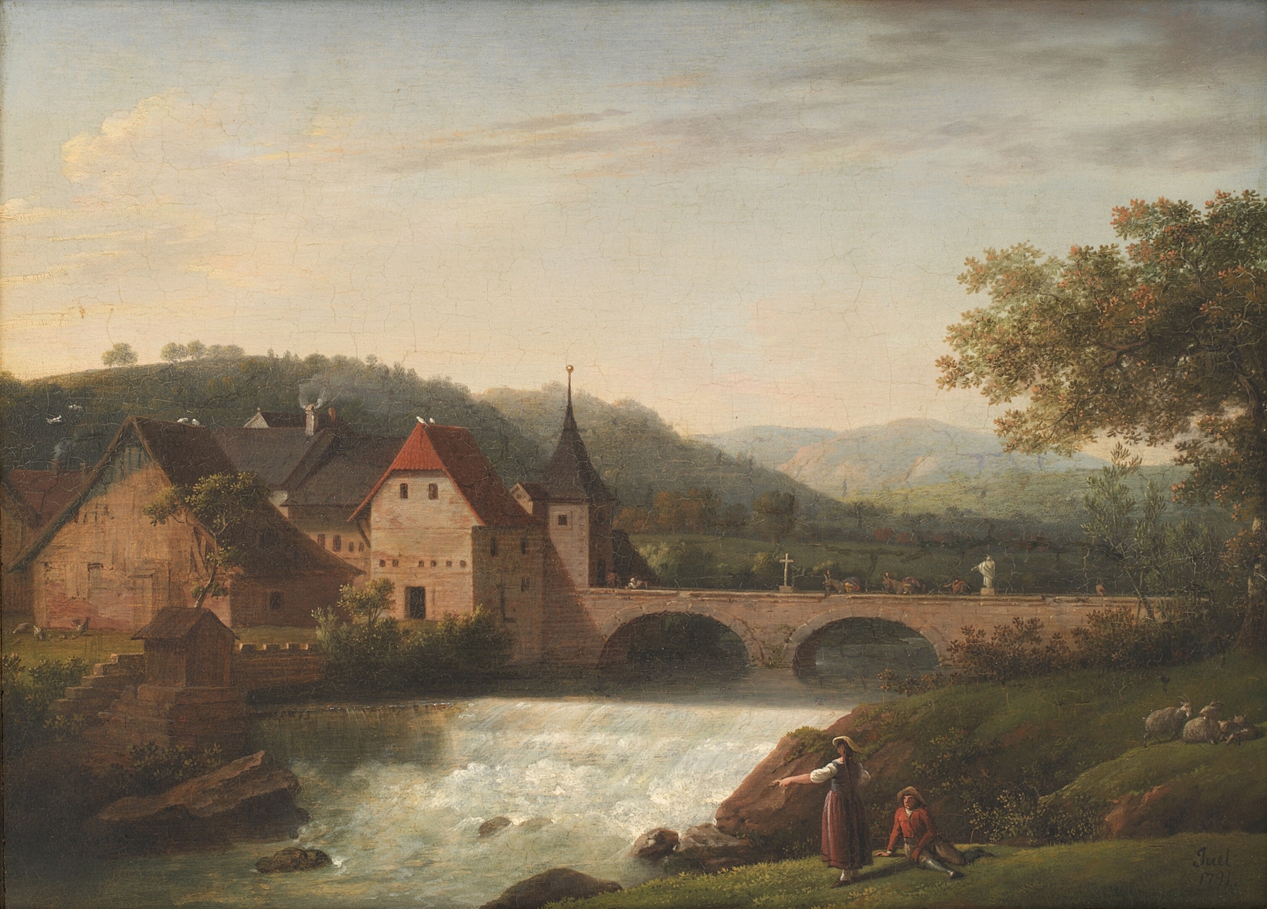 The Bridge and the Waterfall at Dornach, Switzerland, by Jens Juel, public domain