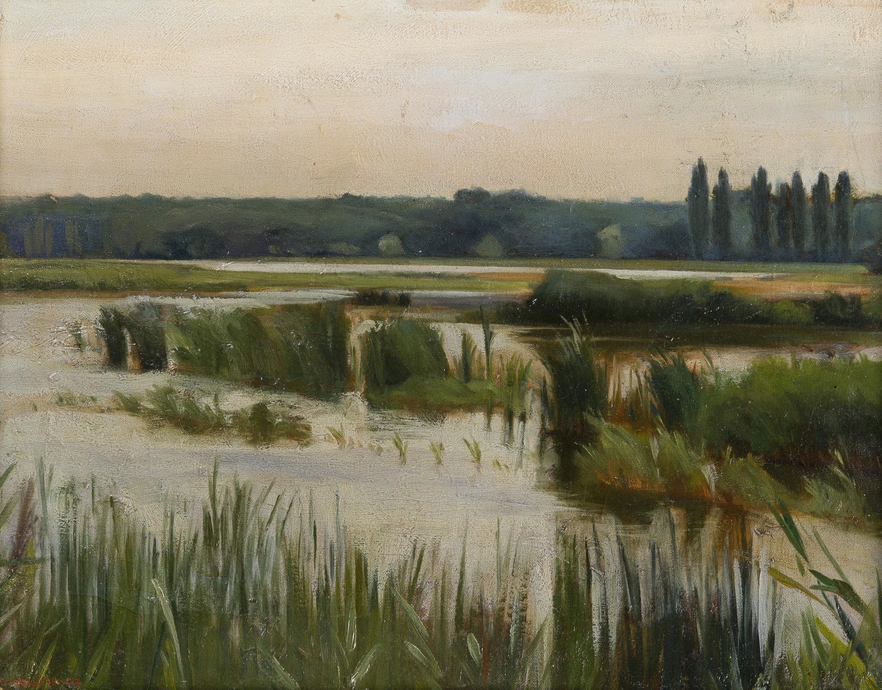 Landscape with a pond, oil painting by Karl Maria Thuma