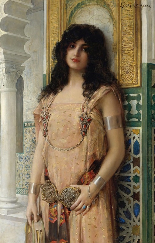 A captivating portrait of a woman in exotic attire.