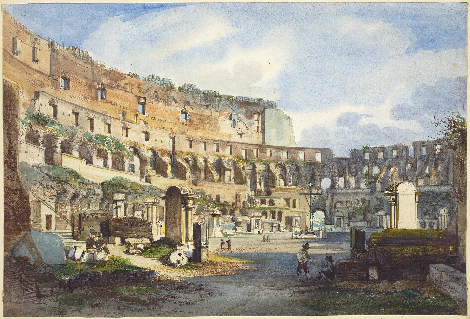 Interior of the Colosseum, by Ippolito Caffi, public domain
