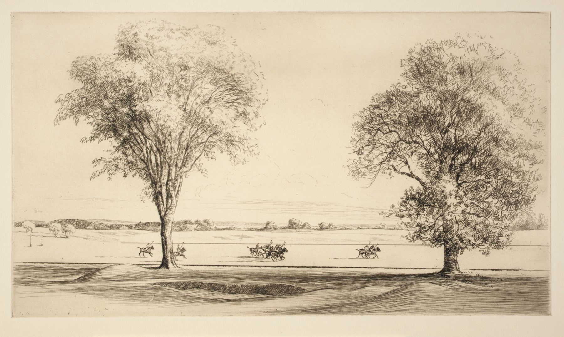Figurative scene of riders competing in Polo by Kerr Eby, medium unknown.