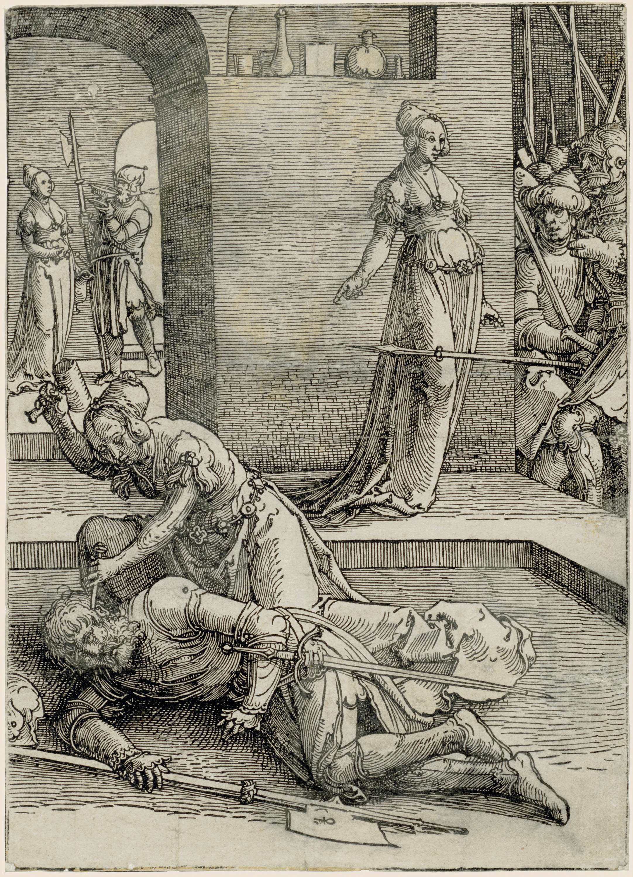 Jaël doodt Sisera, by Lucas van Leyden, public domain