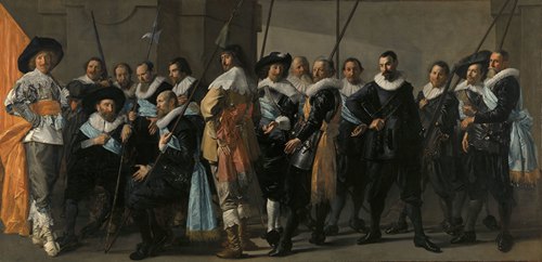Frans Hals' painting depicts a militia company in a lively and detailed manner.