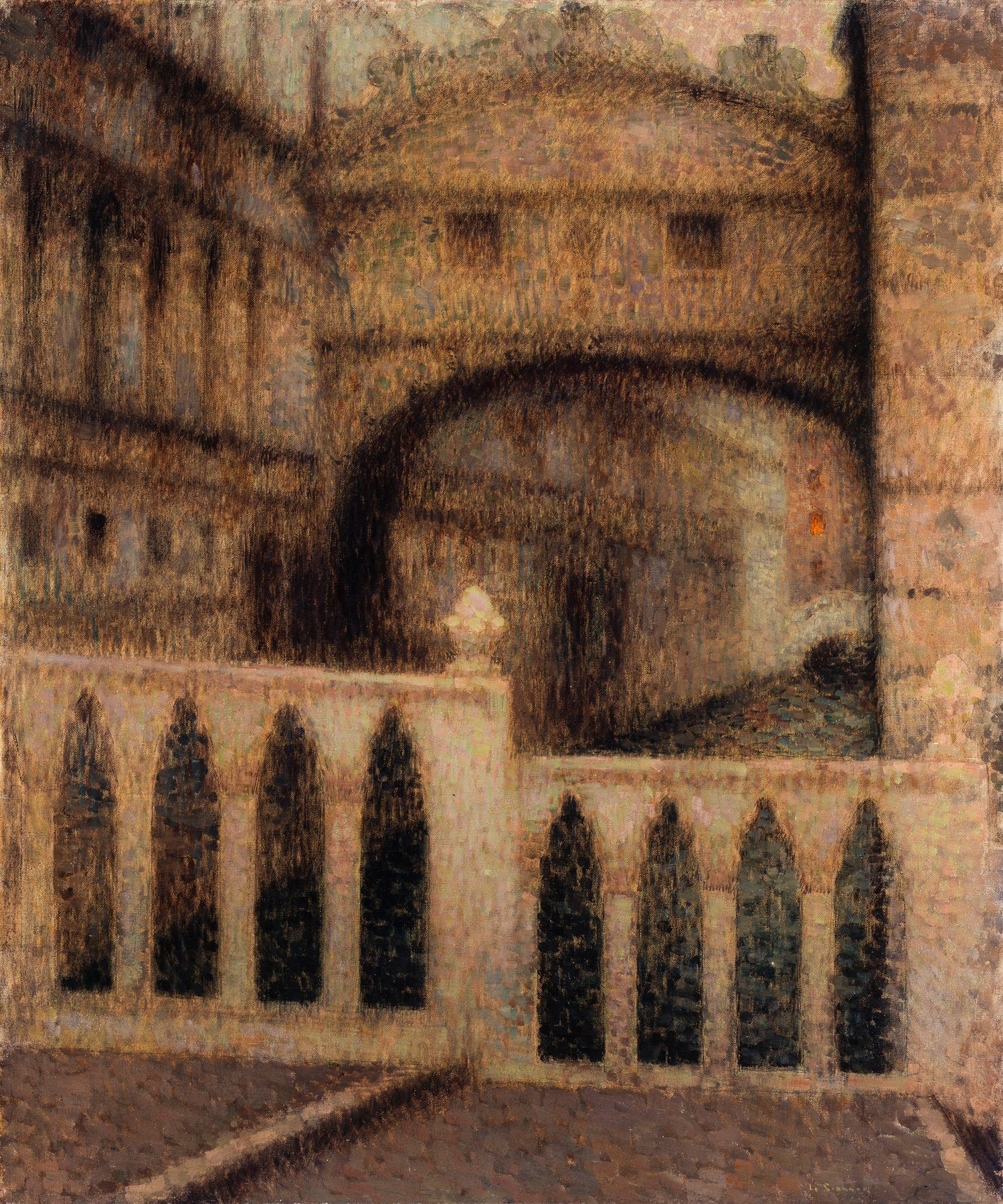 Le pont des Soupirs by Henri Le Sidaner, oil on canvas depicting a tranquil bridge over a river.