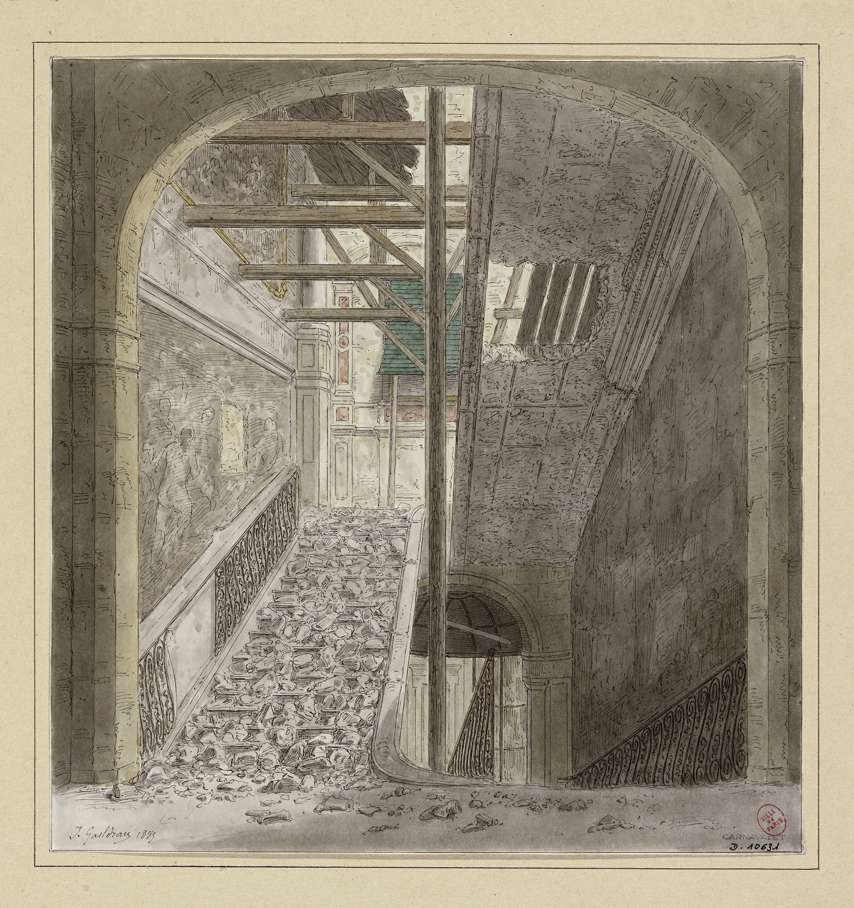 Ruines de la Cour des Comptes, oil on canvas by Jules Gaildrau