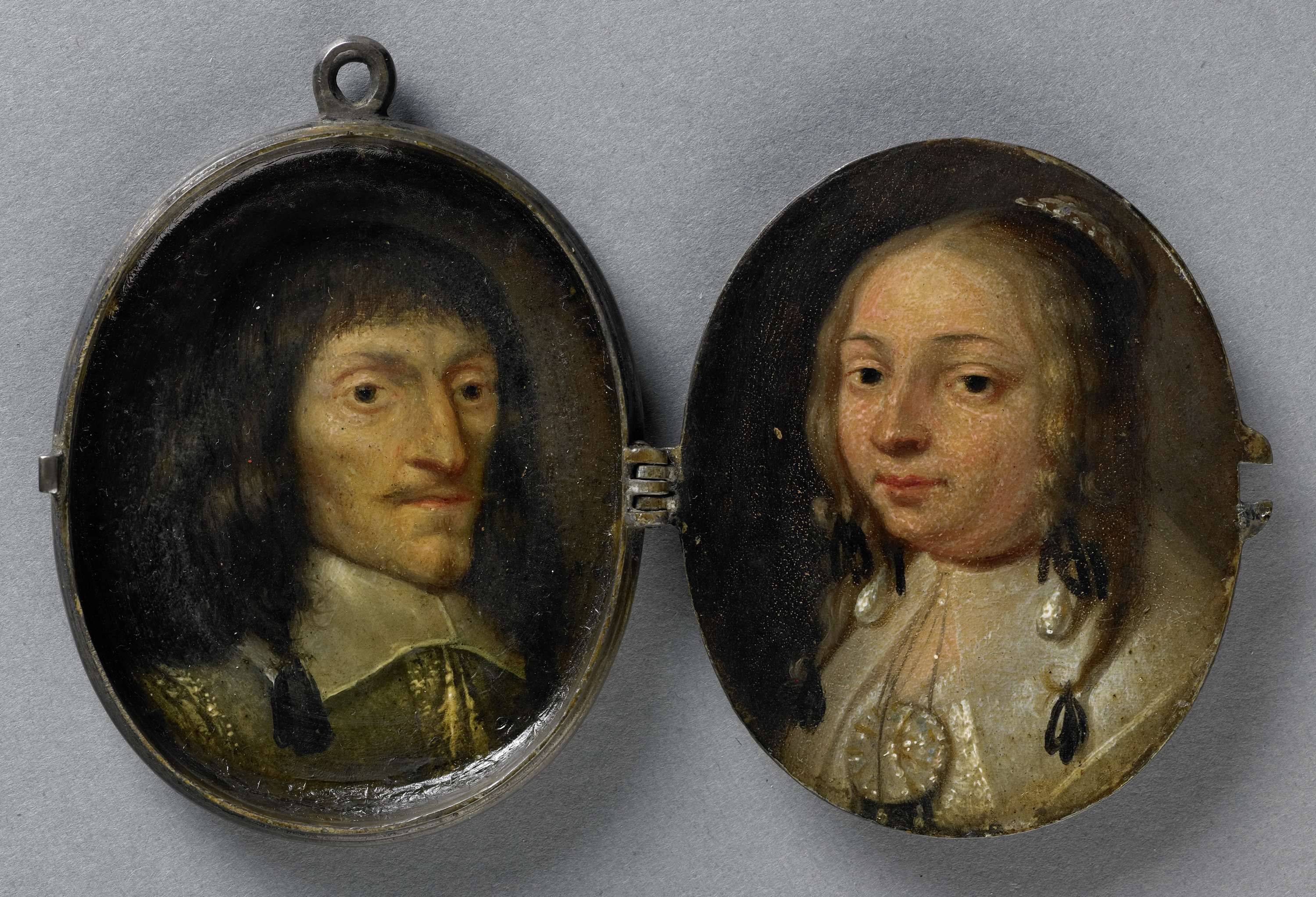 Portrait of a man and woman in metal medium by Unknown Artist