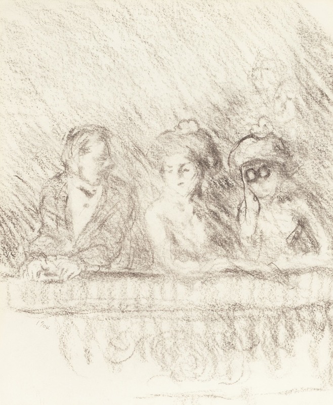 A lively scene depicting people enjoying an opera performance.