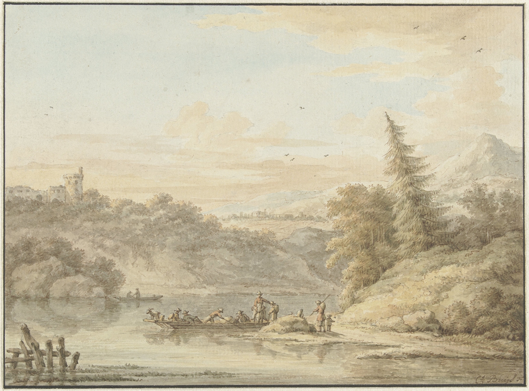 Rivierlandschap by Cornelis Buys, depicting a tranquil river landscape, oil painting