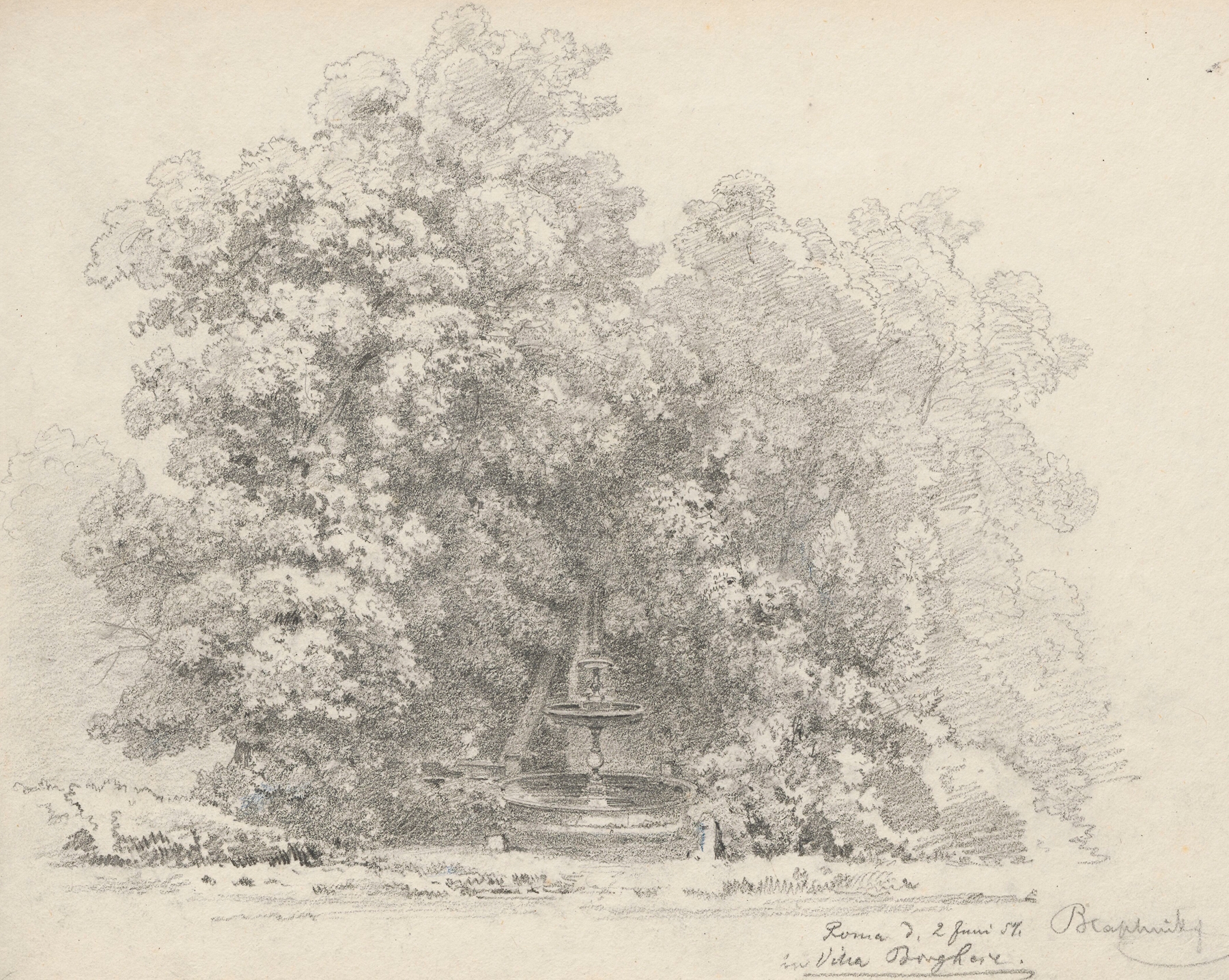 Fountain in Villa Borghese Gardens, Romanticism, Arthur Blaschnik