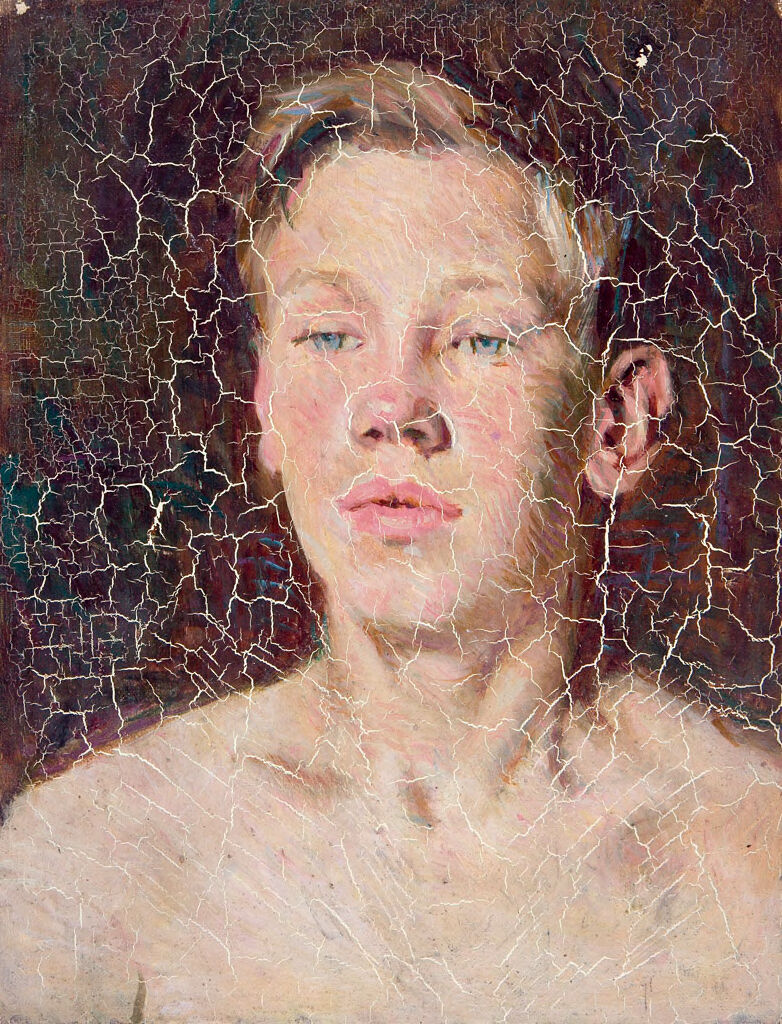 Portrait of a young man by Denman Waldo Ross, oil on canvas, featuring a thoughtful gaze and soft light.