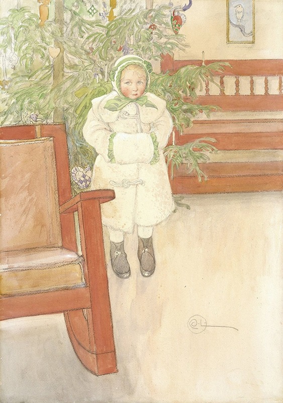 A charming depiction of a girl sitting in a rocking chair, embodying the warmth of domestic life.