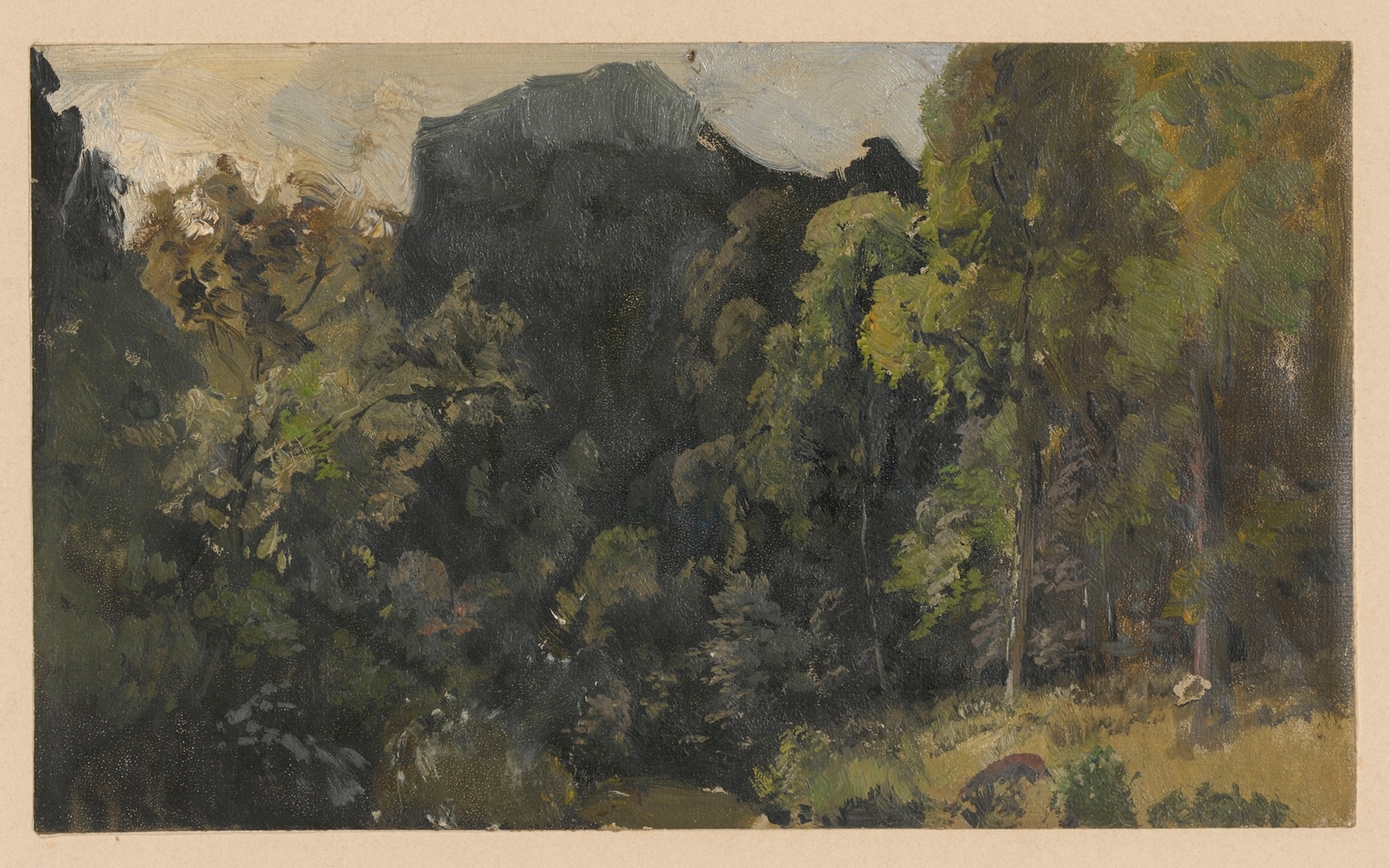 Landscape depicting streamside marshland by Adolf Dressler, oil painting