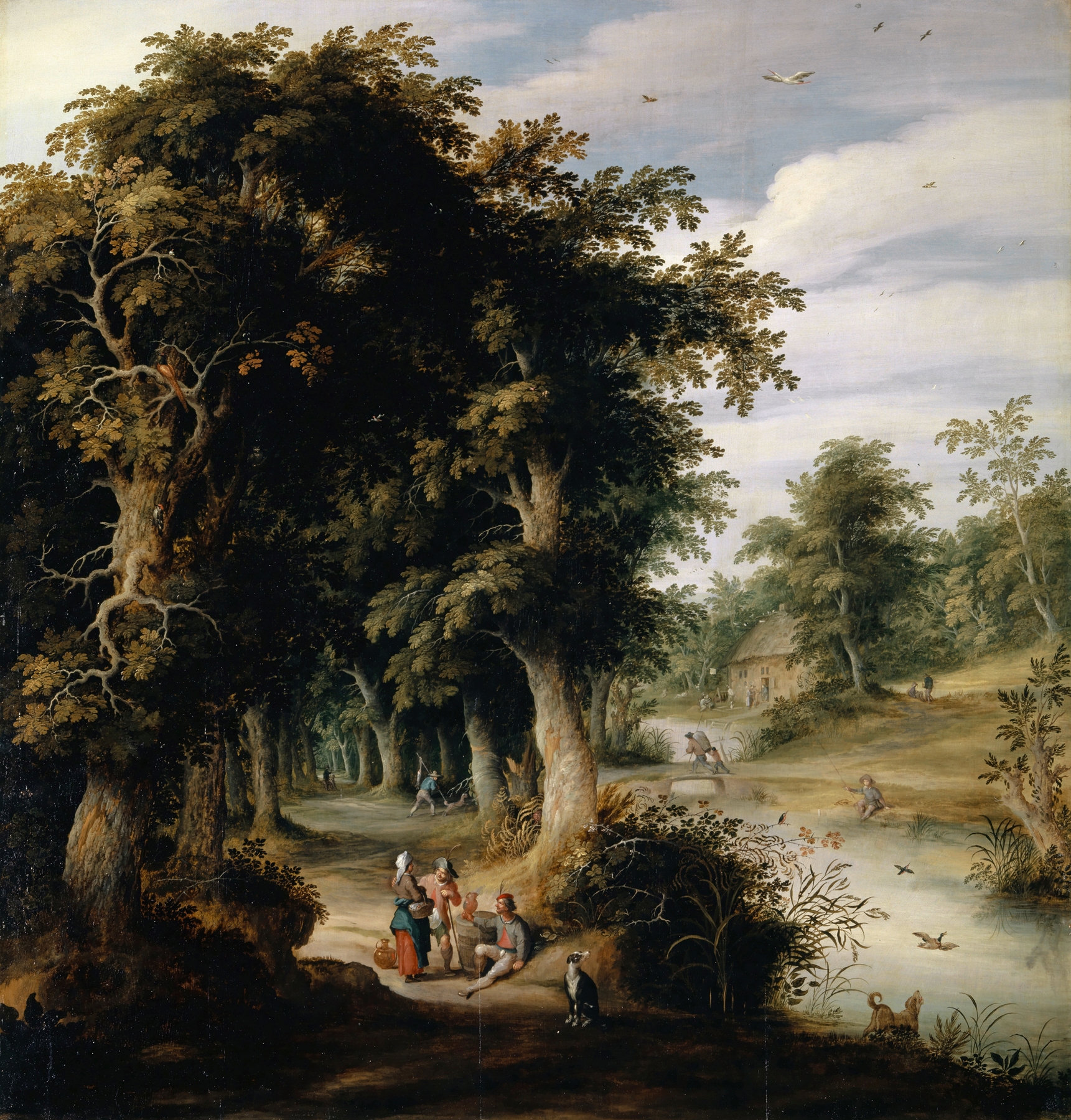 River landscape with oak trees, oil on canvas by Alexander Keirincx