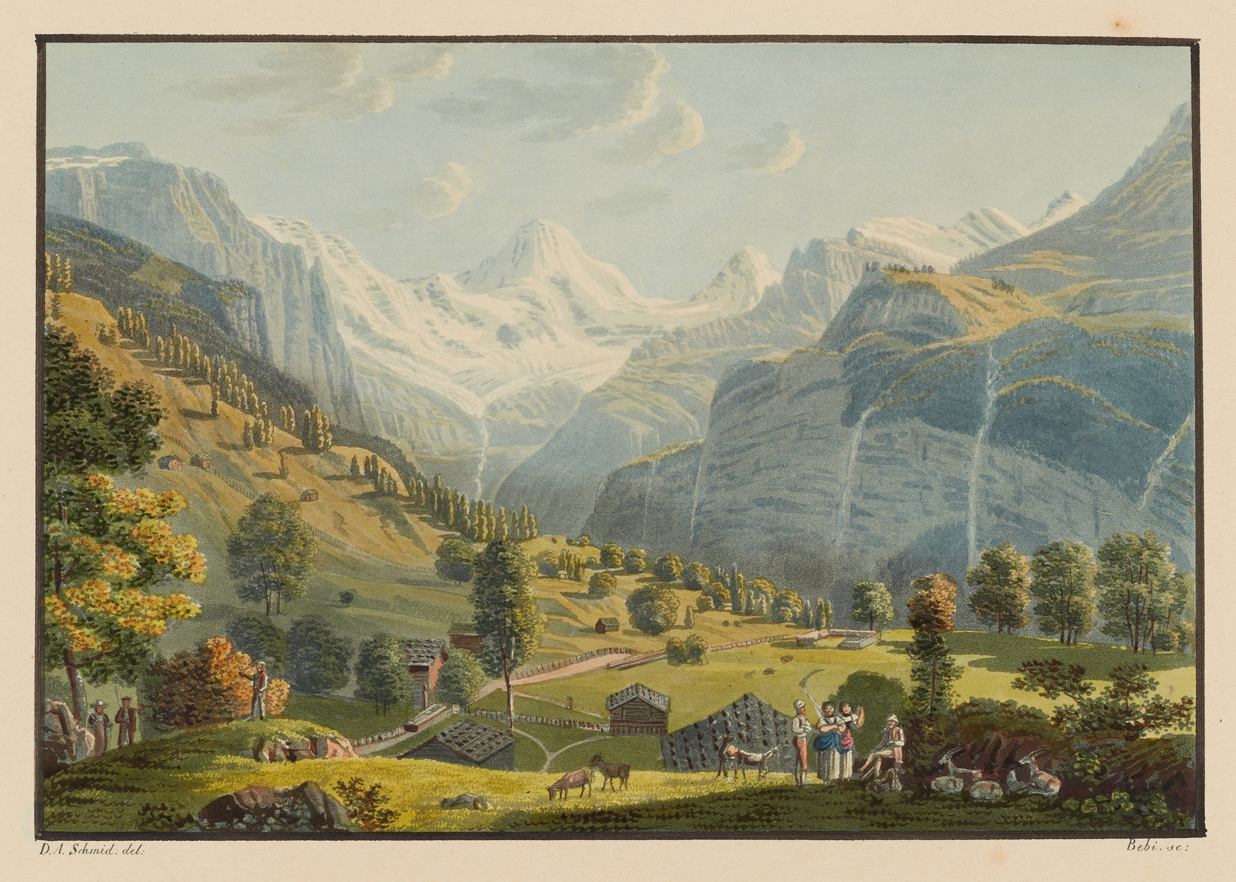 Oil painting by David Alois Schmid depicting mountains and mist.