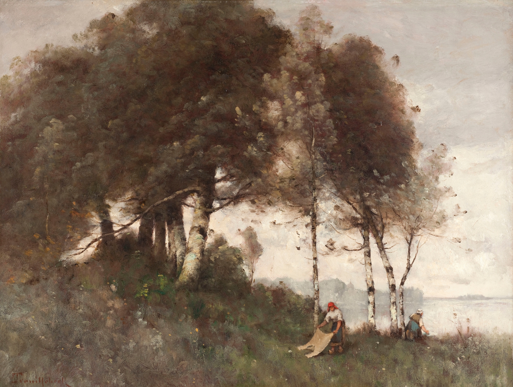 Landscape with lavender fields, oil on canvas by Paul Désiré Trouillebert