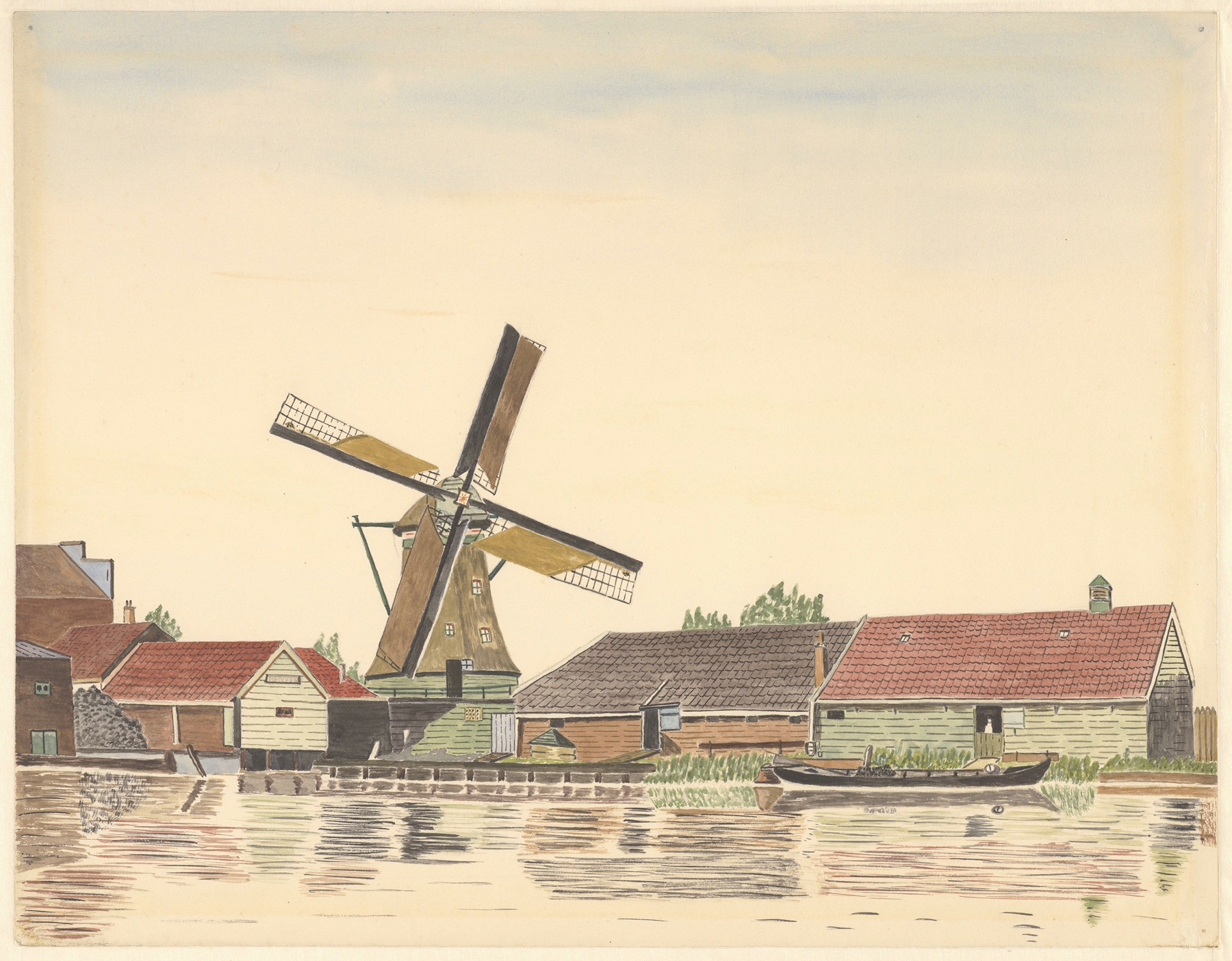 Landscape oil painting by Johannes Nicolaas Eijman featuring reeds and shimmering water