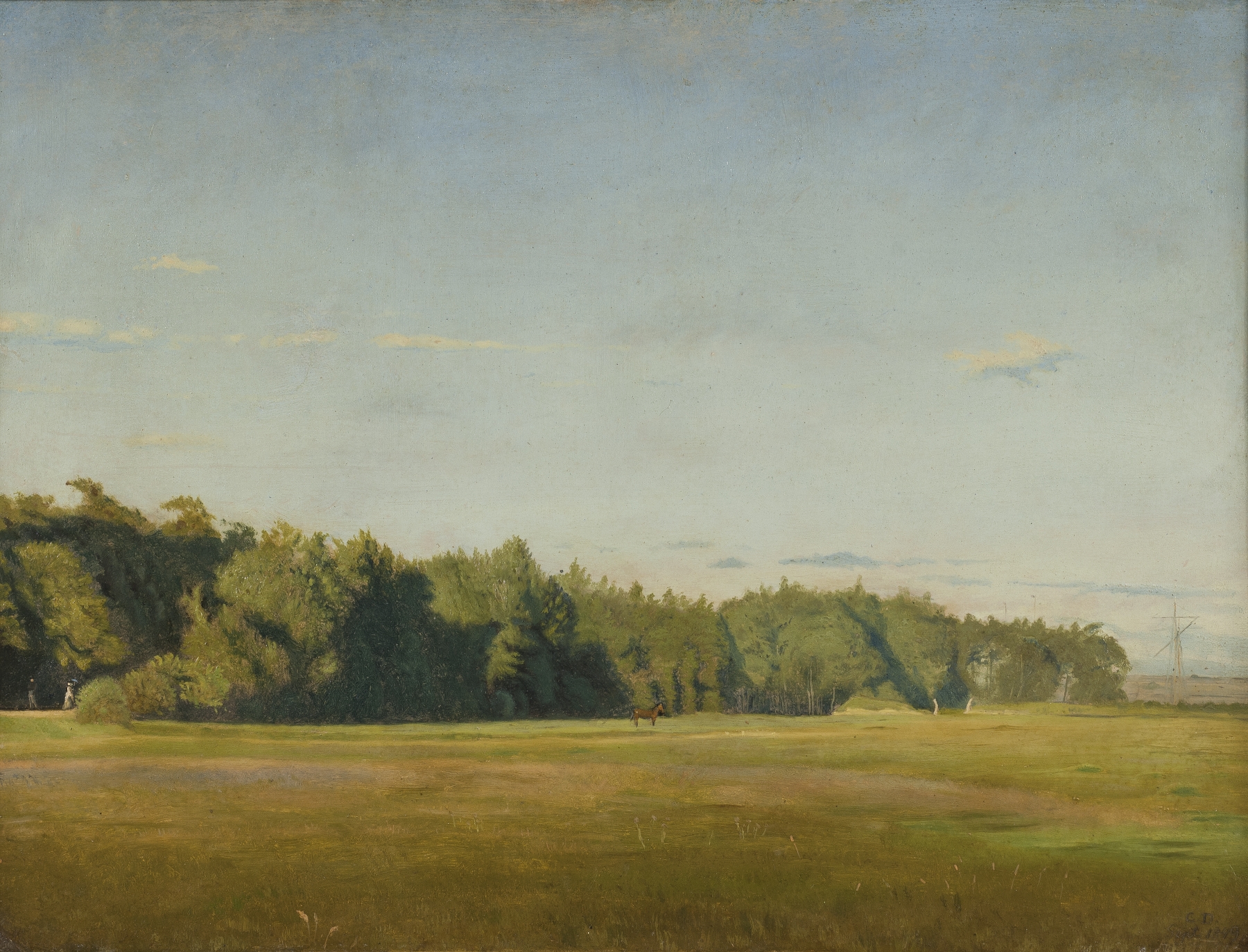 Landscape by Christen Dalsgaard, oil painting depicting lush hills and greenery
