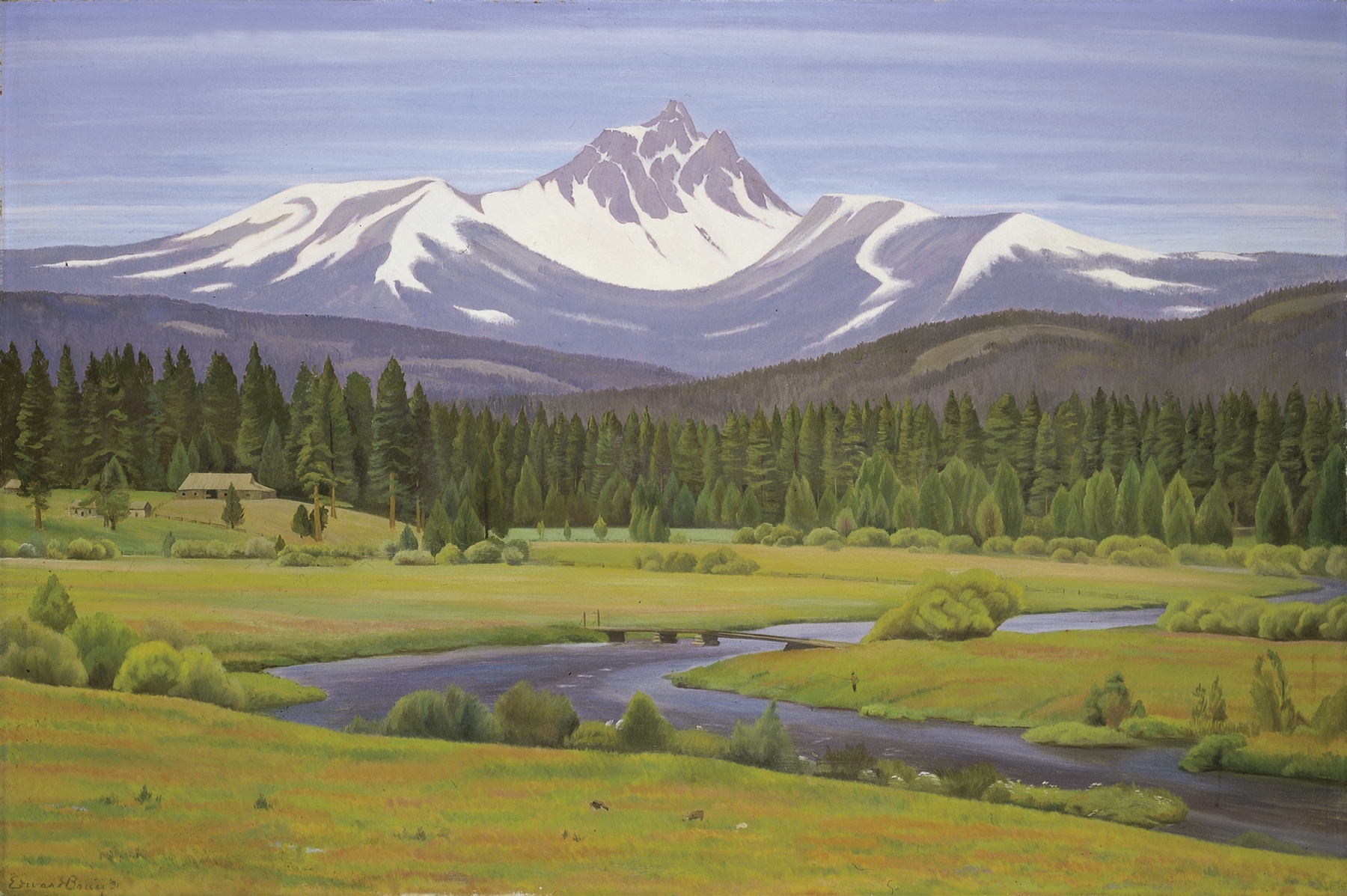 Landscape of mountains and sky, oil painting by Edward Bruce