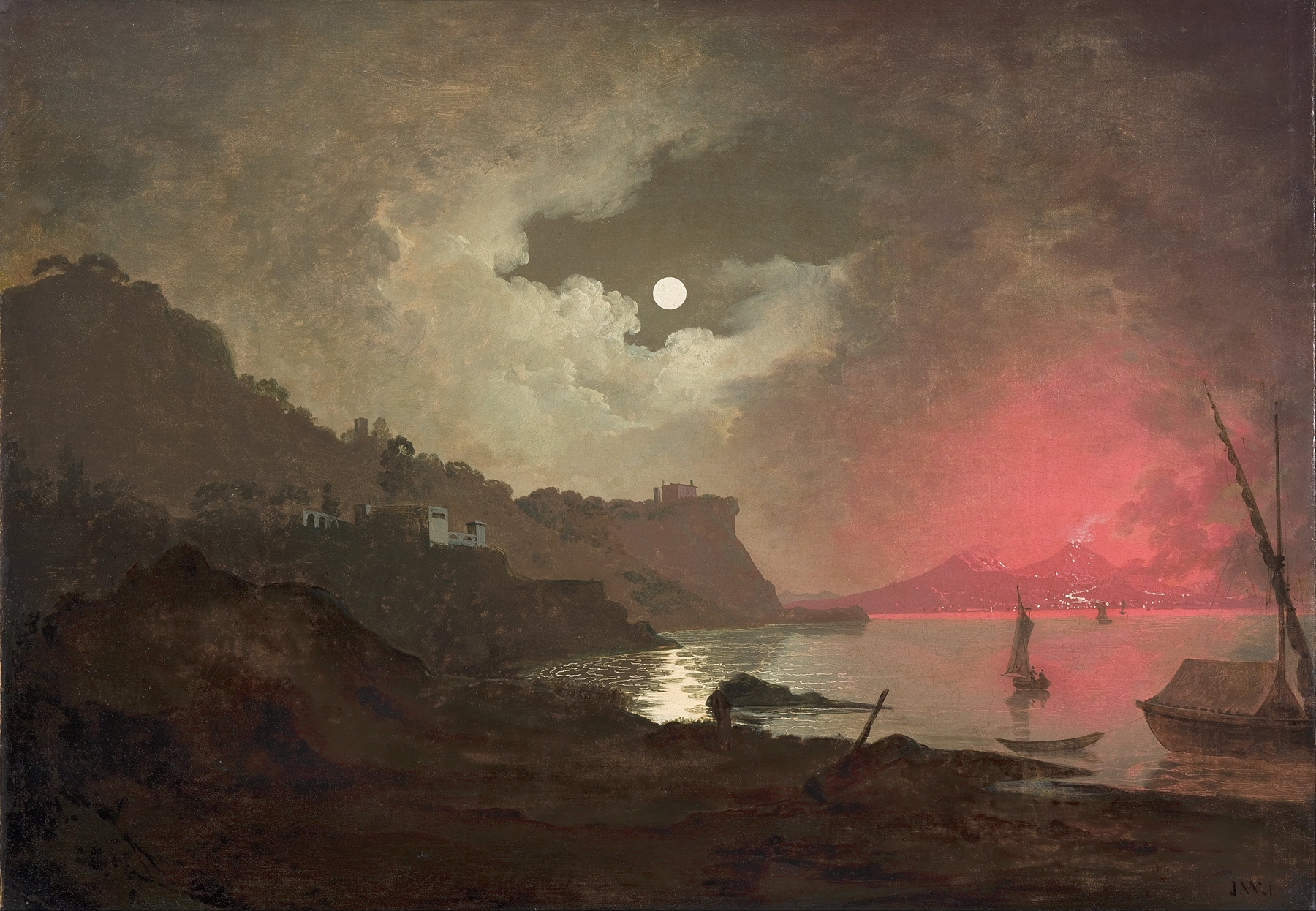 A view of Vesuvius from Posillipo, Naples, by Joseph Wright of Derby, public domain