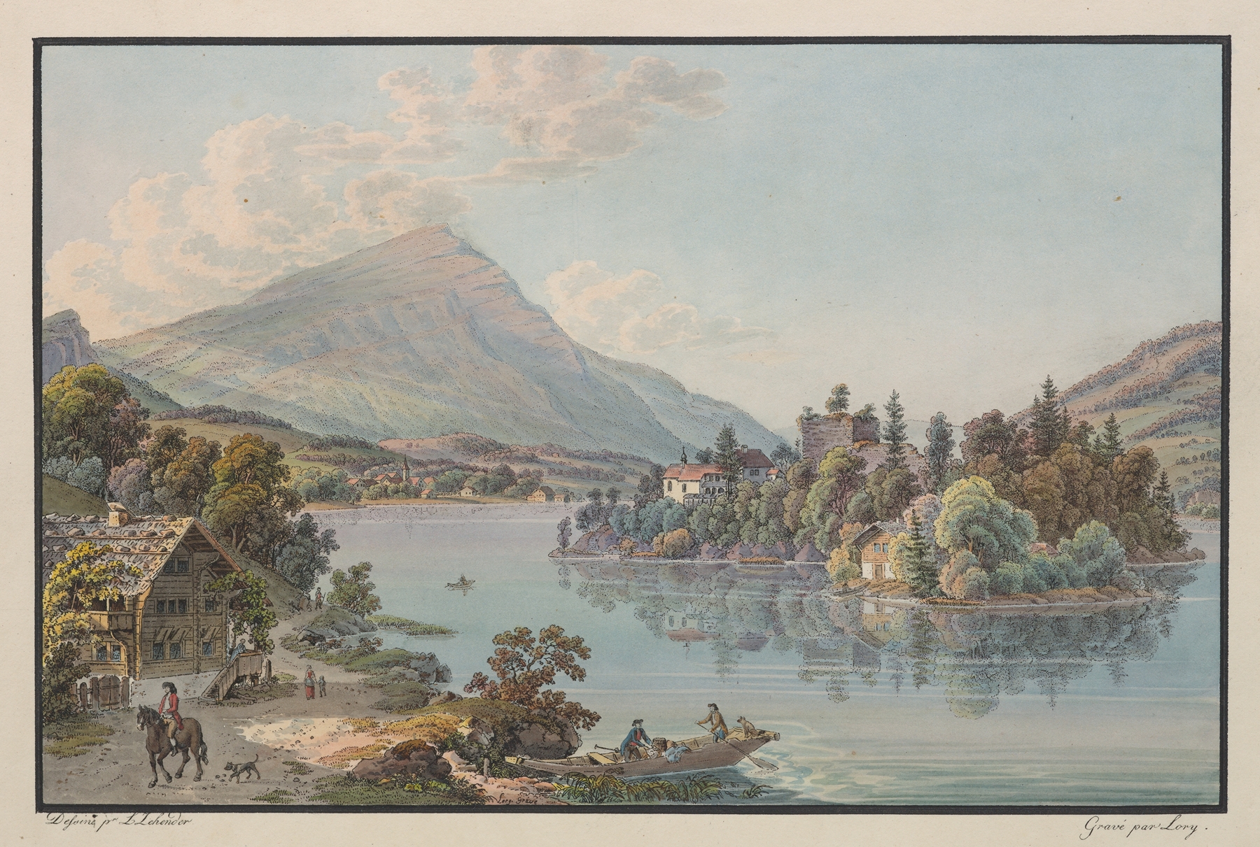 Vue de l’Isle de Schwanau, sur le Lac de Lowerz, oil on canvas by Karl Ludwig Zehender