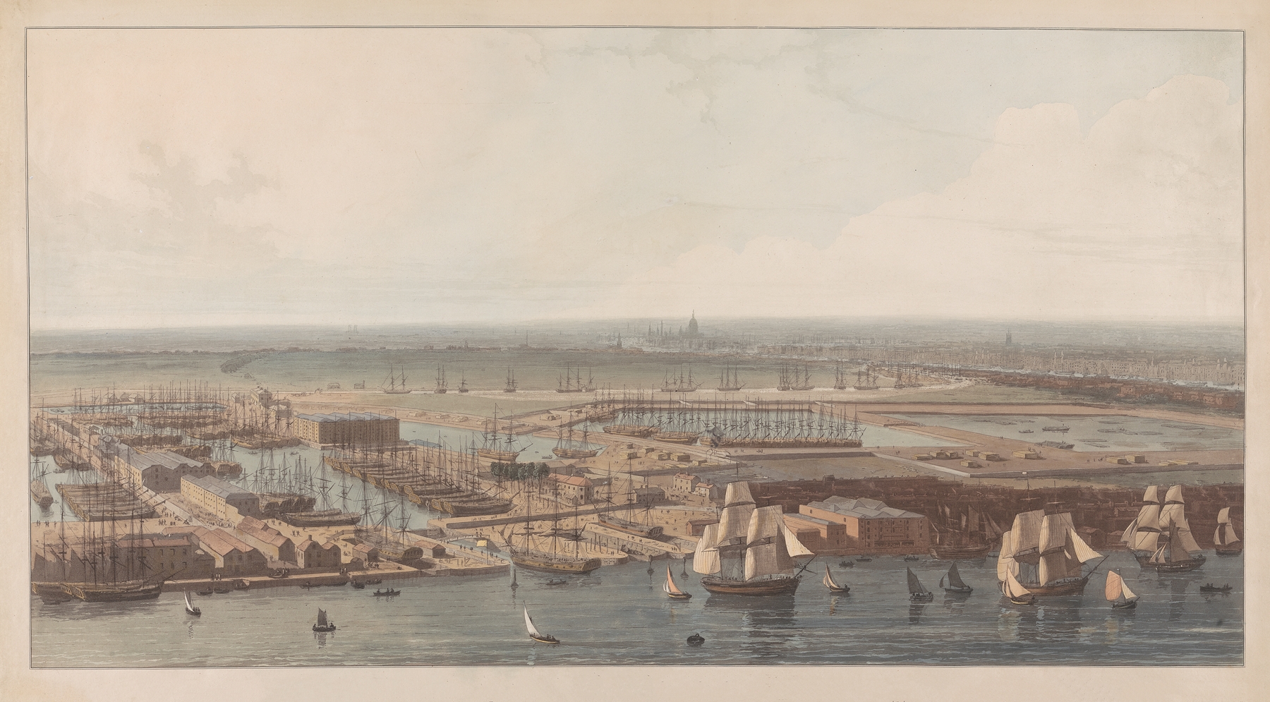 A View of the Commercial Docks at Rotherhithe, oil on canvas by William Daniell