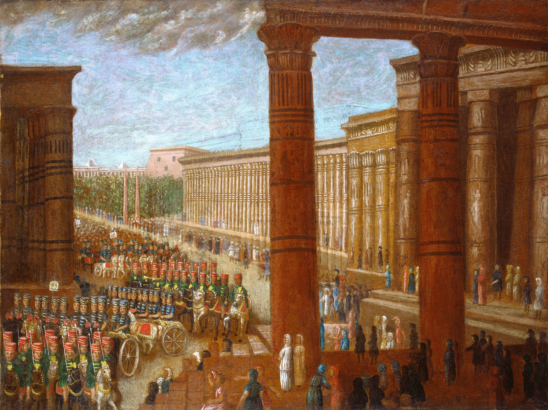 Pharaoh’s Army Marching, oil painting by Erastus Salisbury Field, featuring a warrior in vibrant garments.