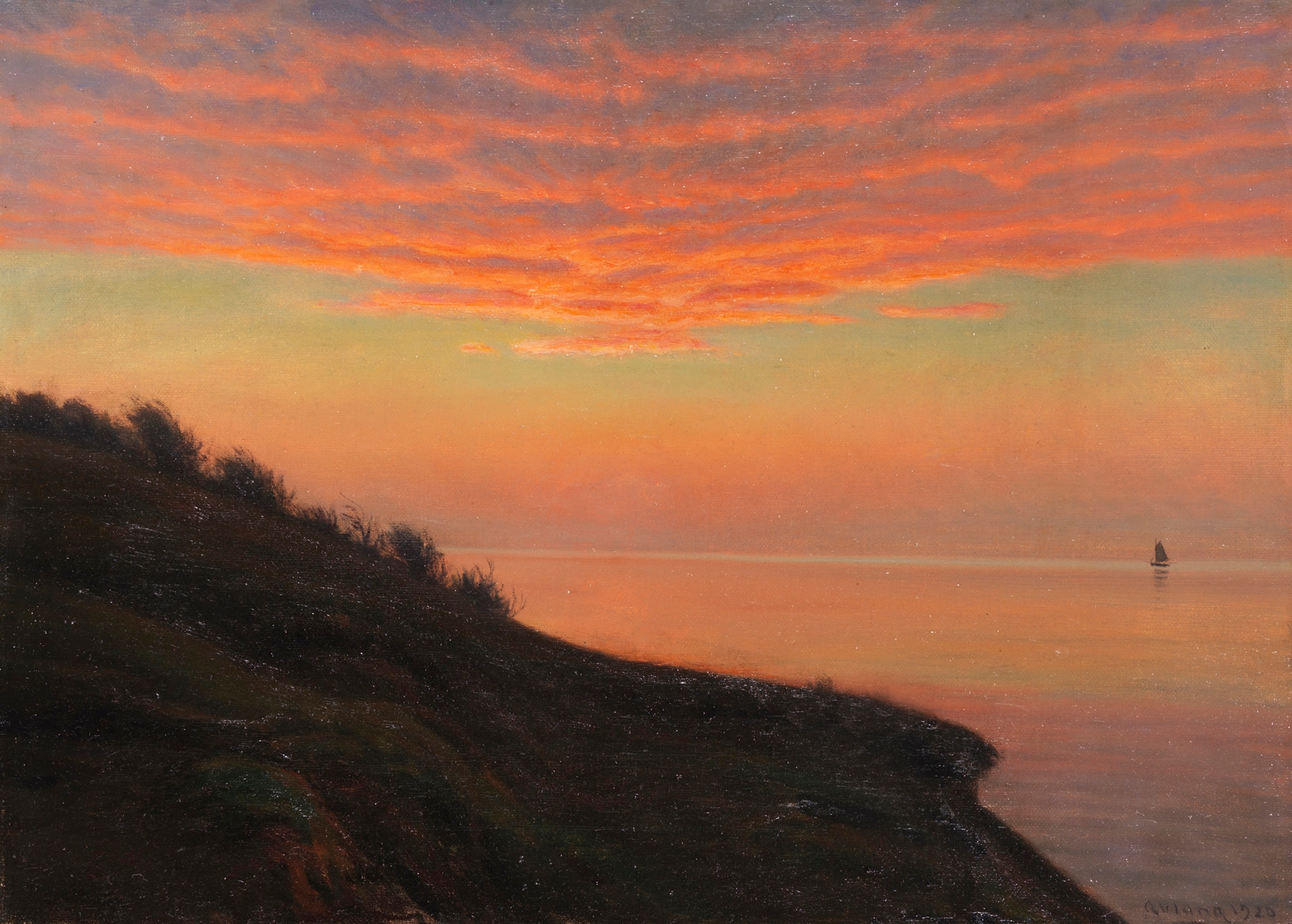 Sunset over the sea in Abendstimmung an der dänischen Küste by Albert Edvard Wang, oil painting.