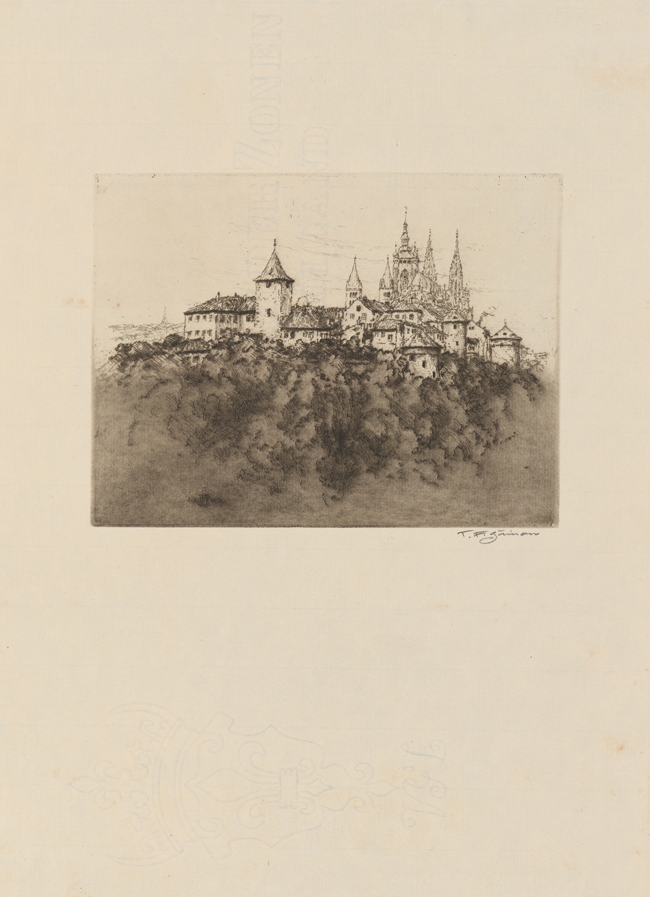 The Towers of the Hradčany, oil on canvas by Tavík František Šimon