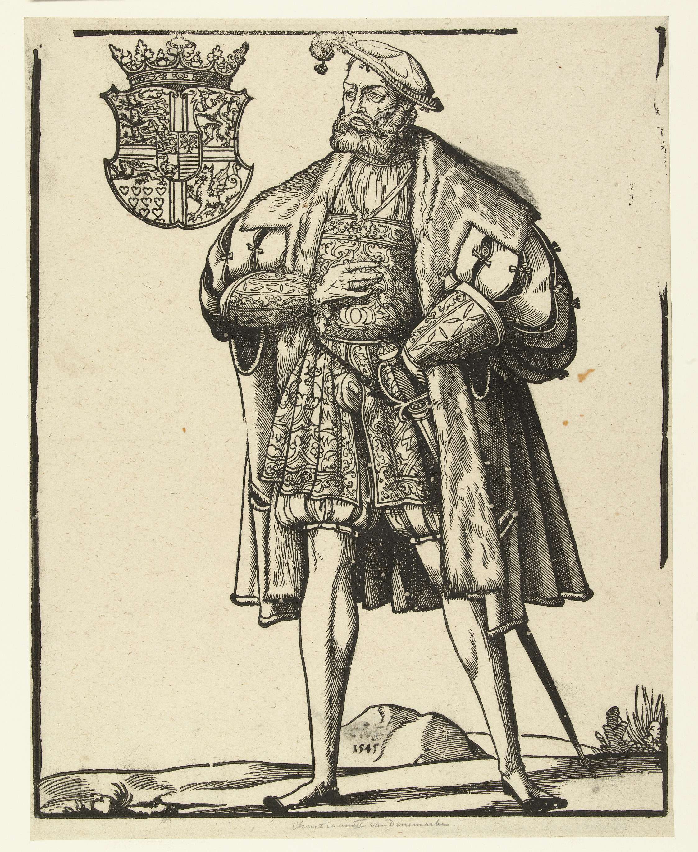 Portrait of Christiaan III van Denemarken, paper, by Cornelis Anthonisz