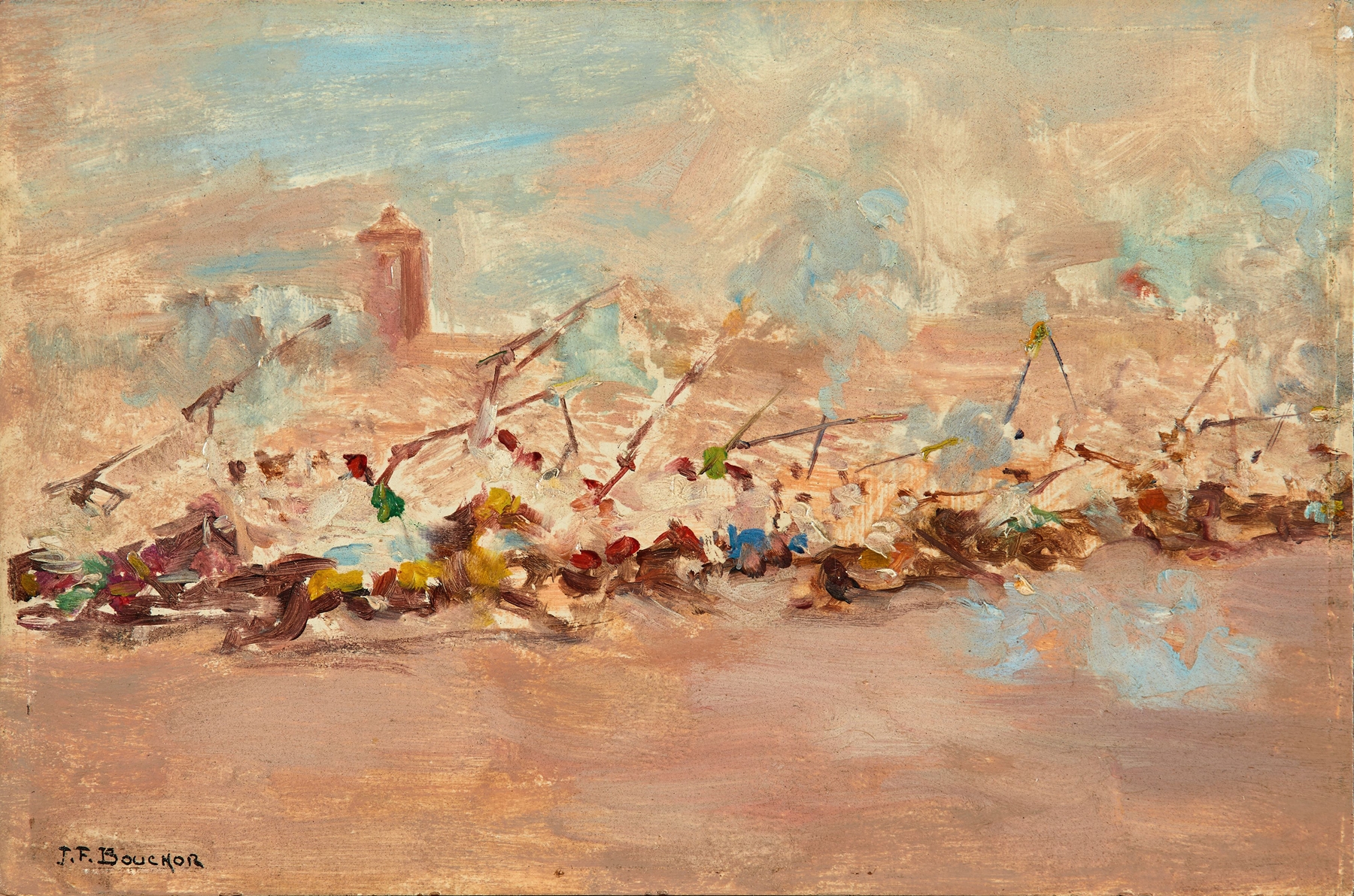 Landscape by Joseph Félix Bouchor, medium unknown, featuring light and color.