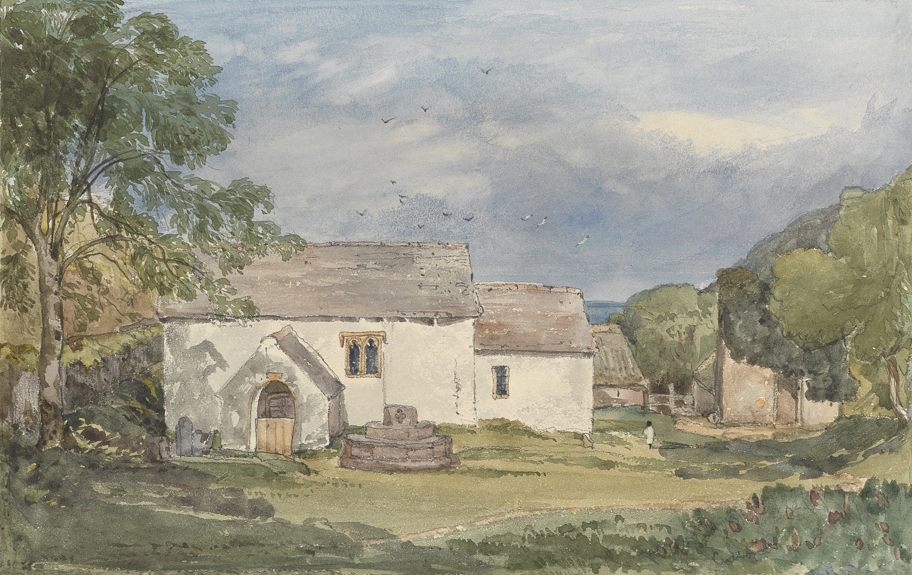 Culbone by Rev. James Bulwer, watercolor on paper depicting a tranquil forest landscape.