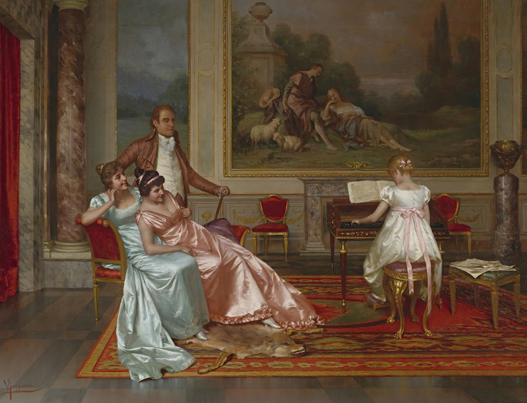 A detailed scene of a piano recital capturing the essence of music and social interaction.