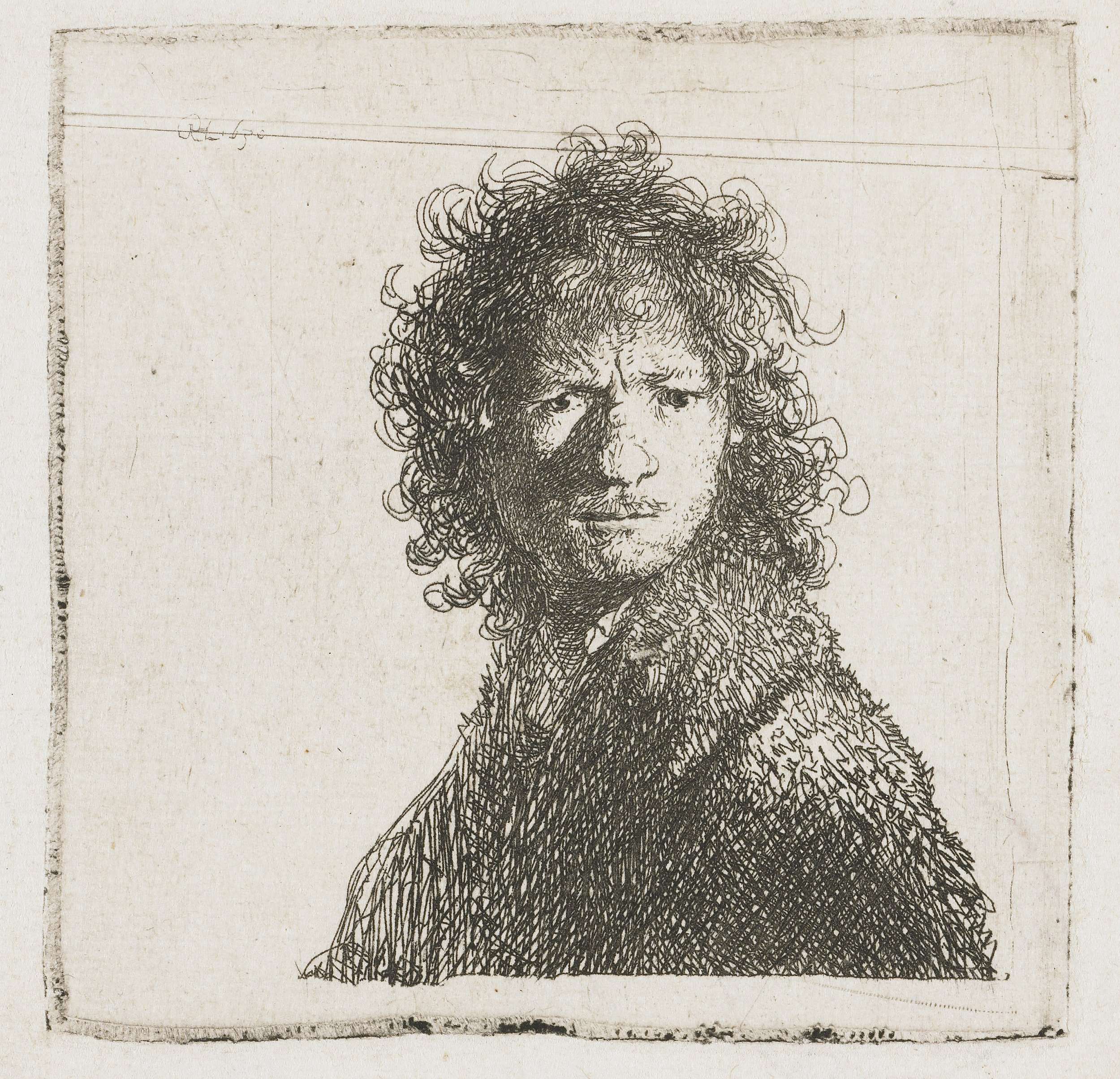 Self-portrait, Frowning, by Rembrandt van Rijn, public domain
