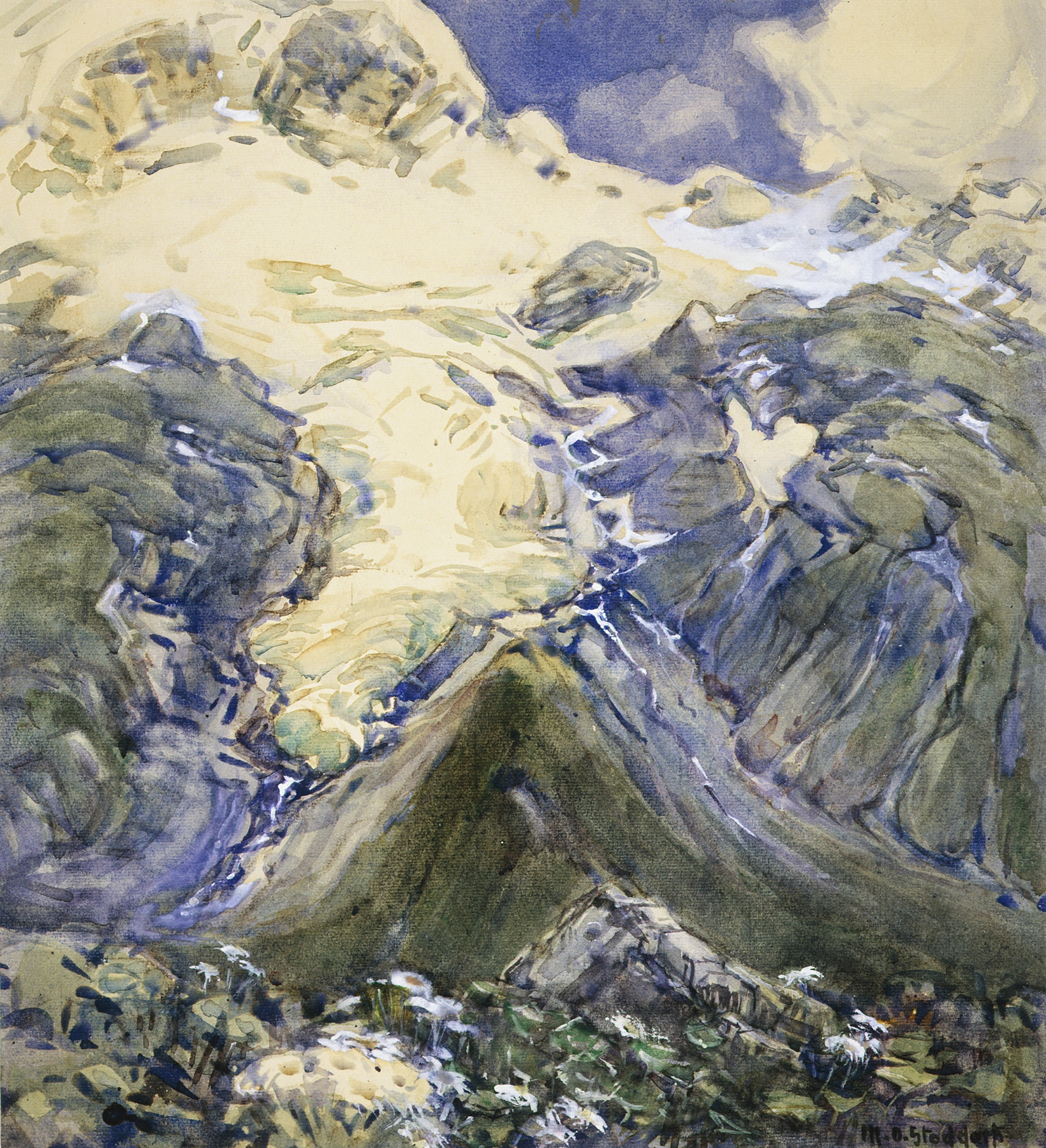 Stocking Glacier from Hooker Valley, oil on canvas by Margaret Stoddart