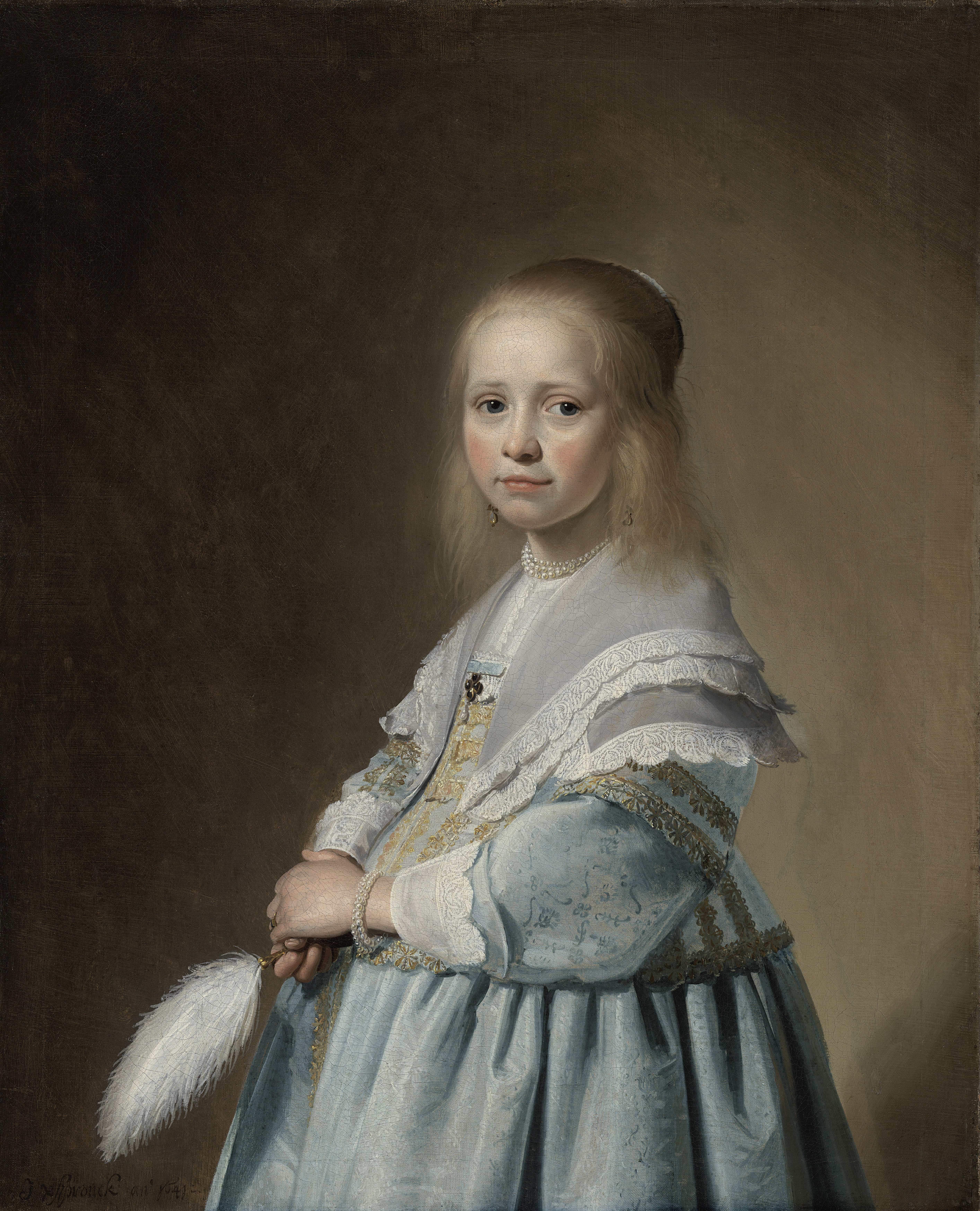 Portrait of a girl in a blue dress, oil on canvas by Johannes Verspronck