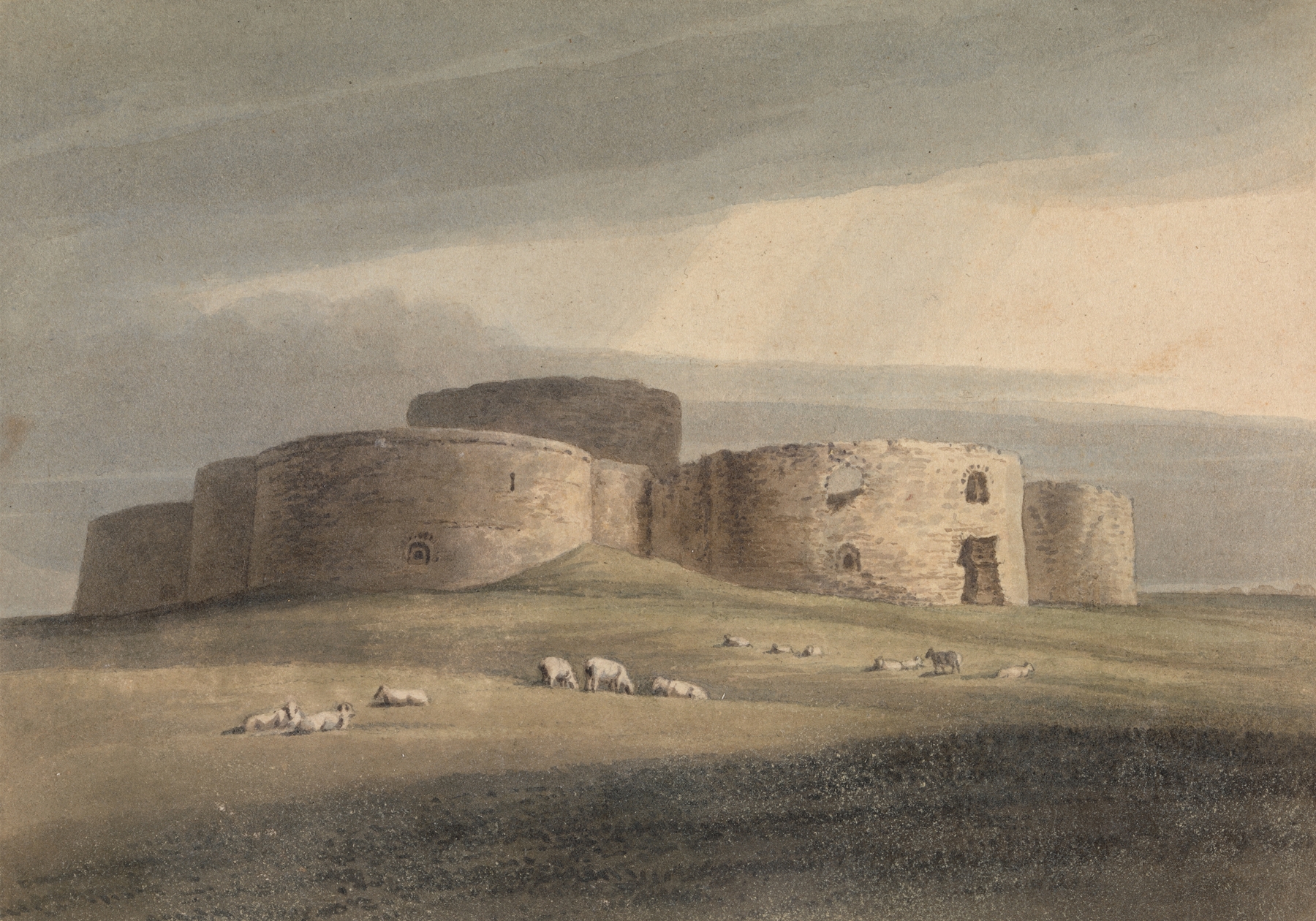 Winchelsea Castle by Henry Morton, oil on canvas, depicting ruins surrounded by grass and light.