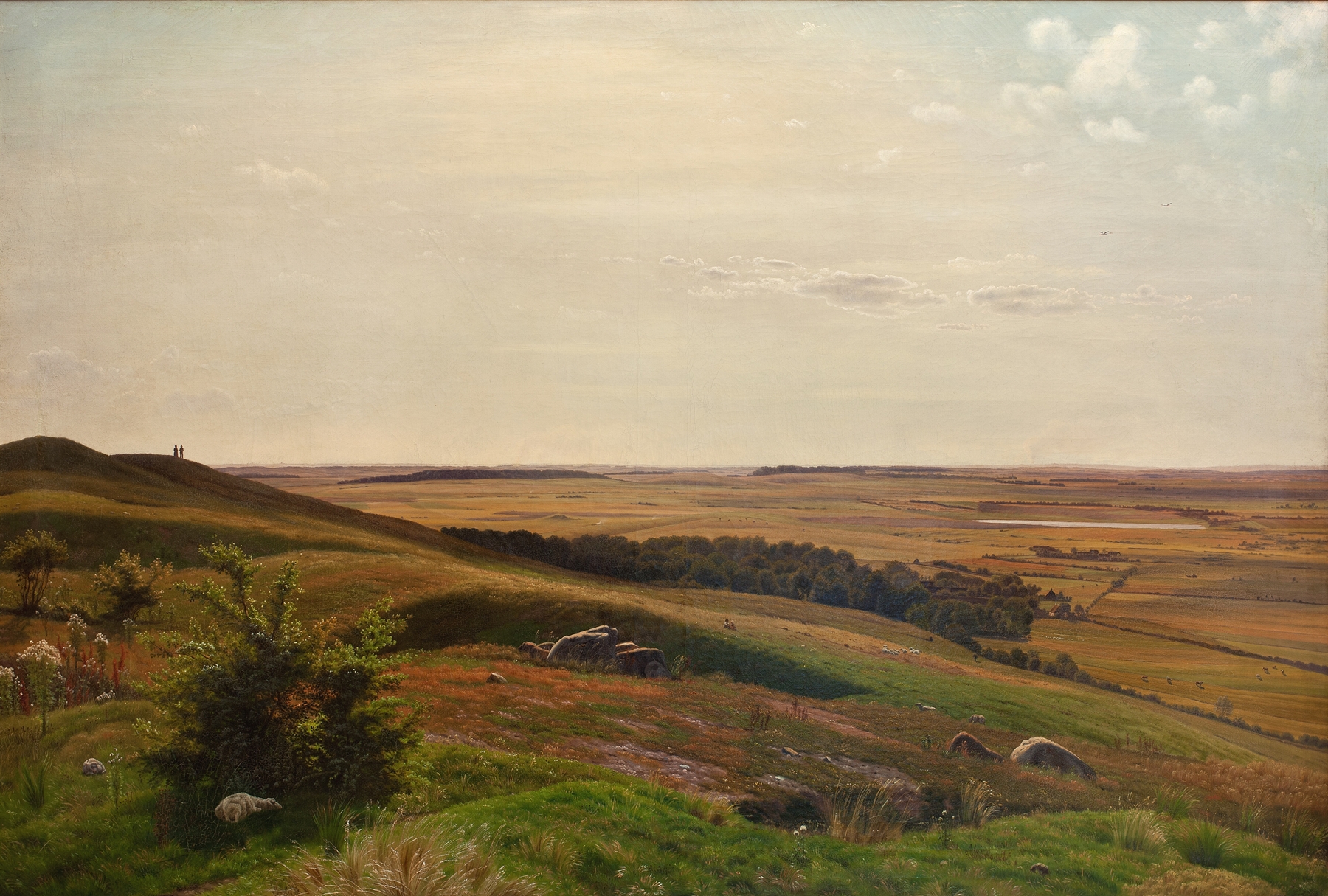 Landscape of rolling hills under a tranquil sky, oil painting by Vilhelm Kyhn