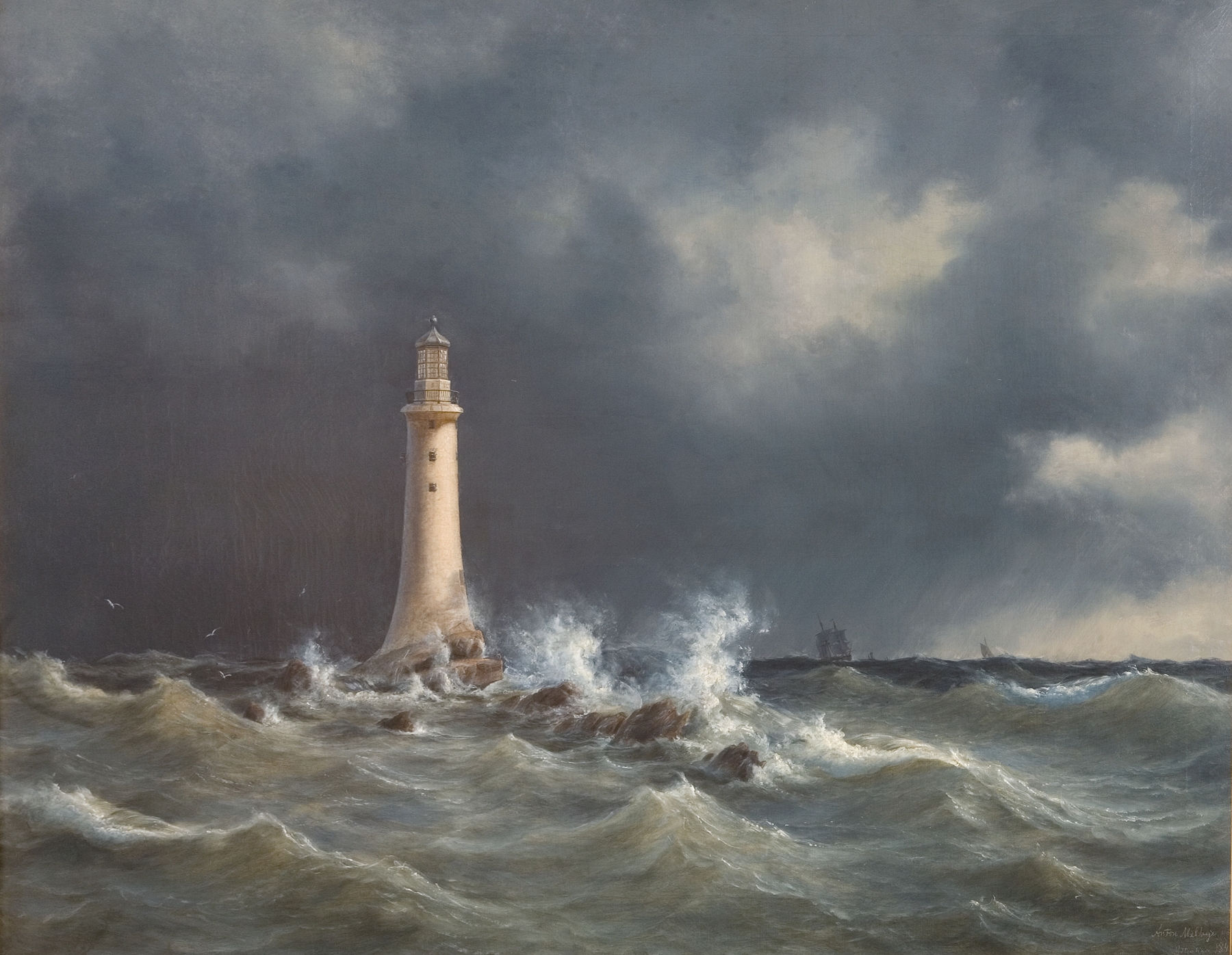 Eddystone Lighthouse, by Anton Melbye, public domain
