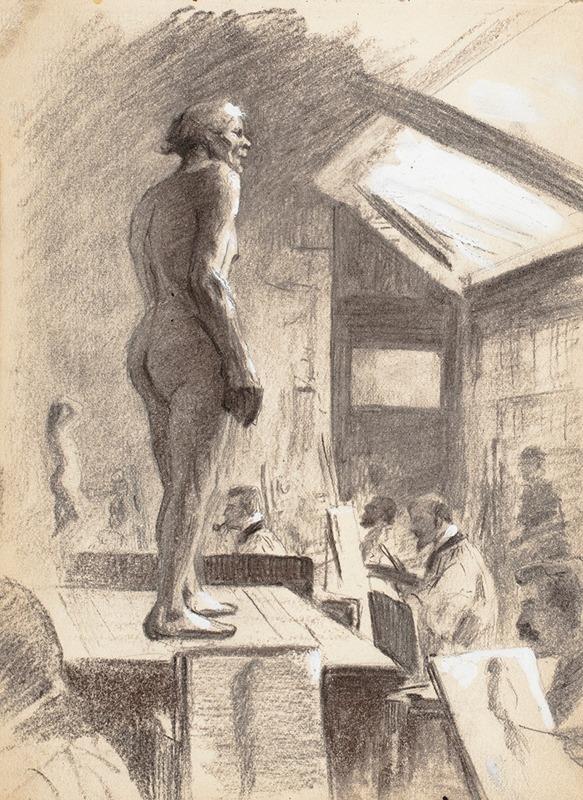 A portrait of a male model in a studio setting by Eero Järnefelt.