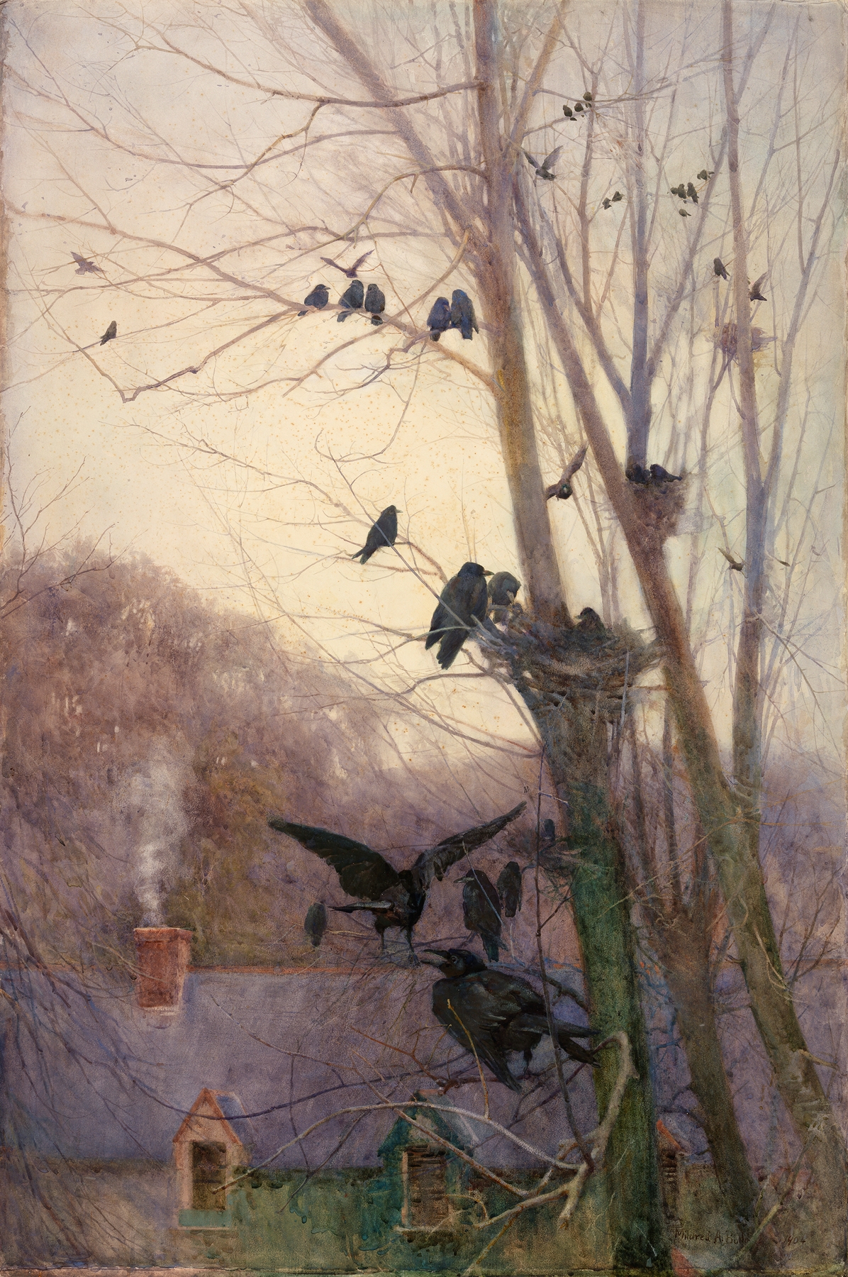 Twilight landscape with soft hues by Mildred Anne Butler, oil painting
