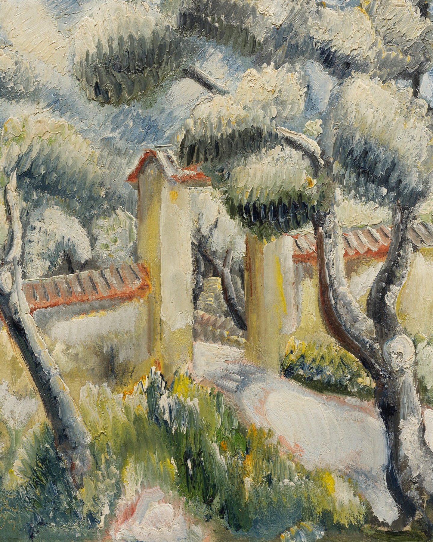 Landschaft in Südfrankreich by Paul Kleinschmidt, oil on canvas depicting a vibrant park landscape.