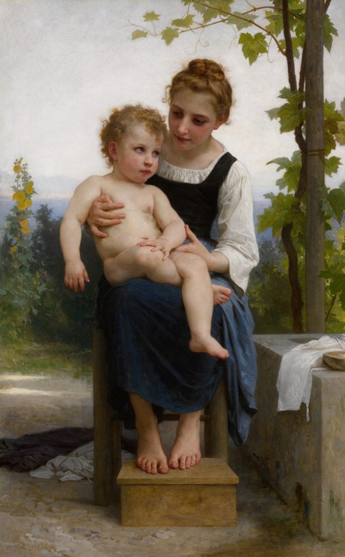William Bouguereau's 'Avant le bain' depicts a serene moment before a bath.