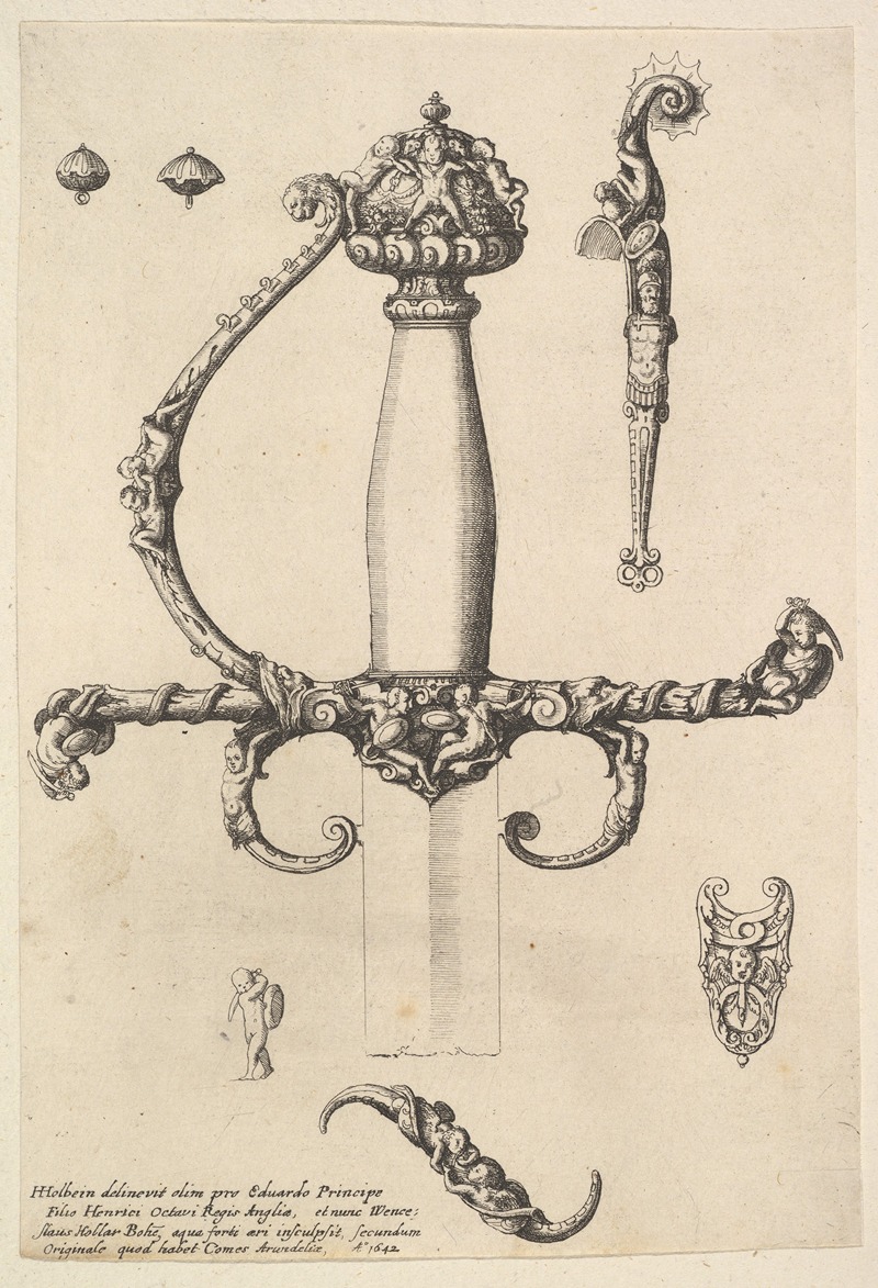 An ornamental sword hilt by Wenceslaus Hollar showcasing intricate designs.