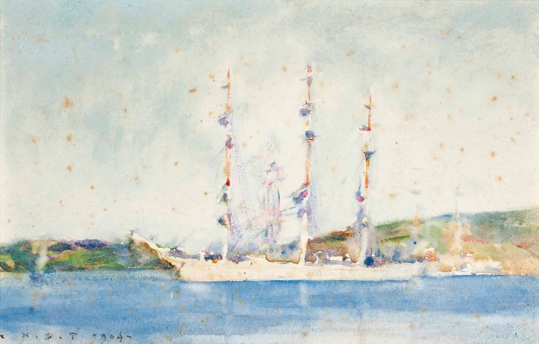 A Windjammer At Anchor, by Henry Scott Tuke, public domain