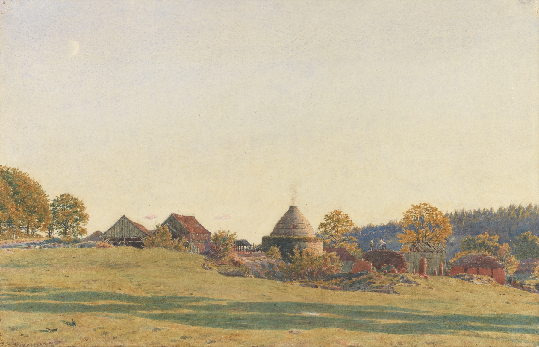 Brickfield at Pitland Street, Surrey, watercolor on paper by George Price Boyce