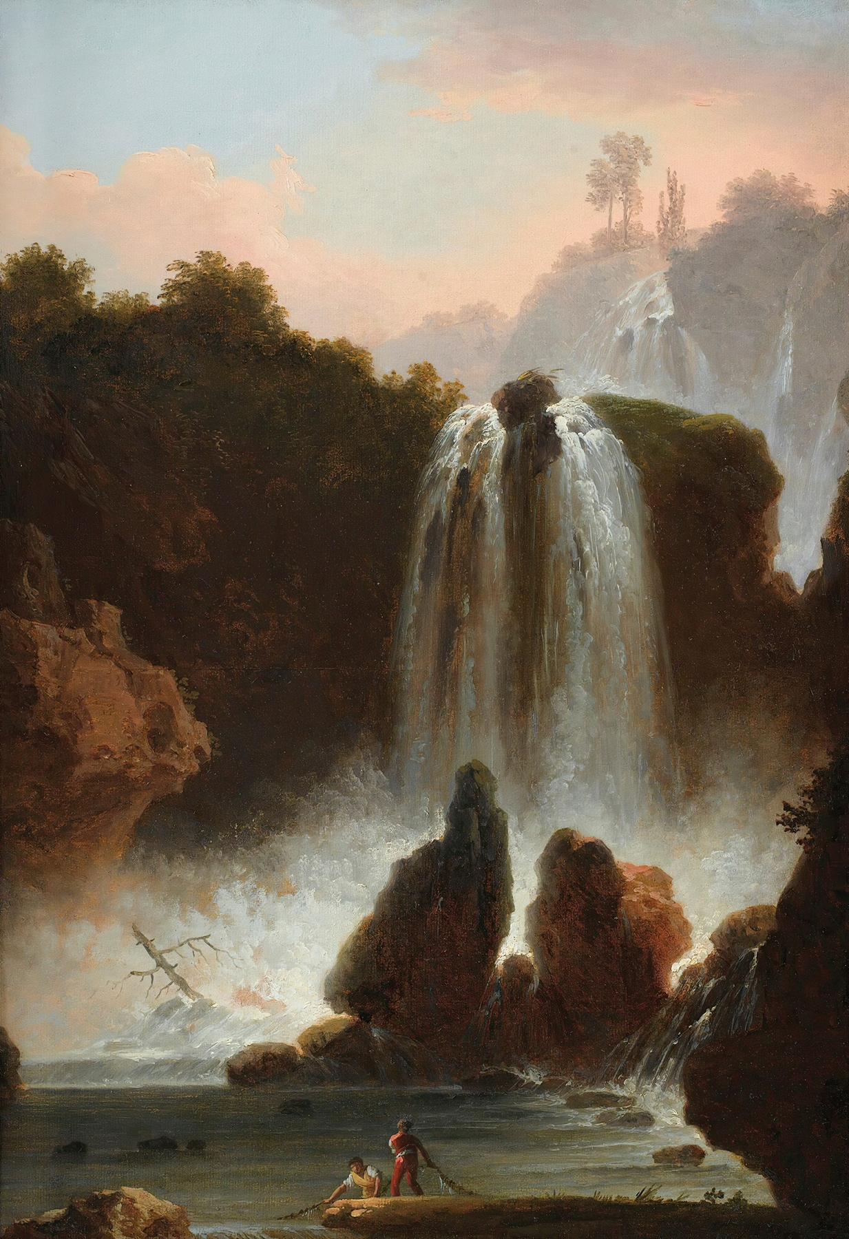 Italian landscape with a cascade, oil on canvas by Francesco Fidanza