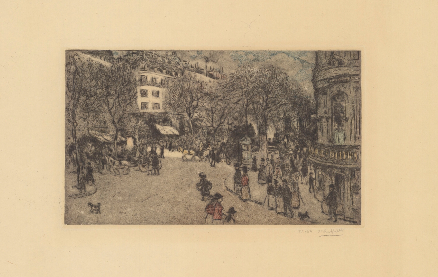 Vibrant urban scene of Paris, oil on canvas by Jean François Raffaëlli