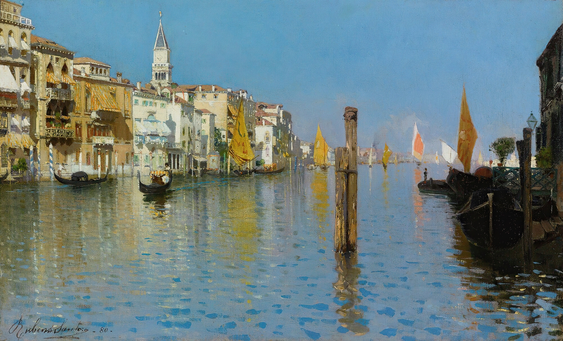 View Across The Grand Canal From Dorsoduro With The Bell Tower Of San Marco, by Rubens Santoro, public domain