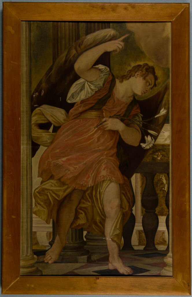 Fresco study of an angel by Charles Herbert Moore, depicting a delicate gesture.