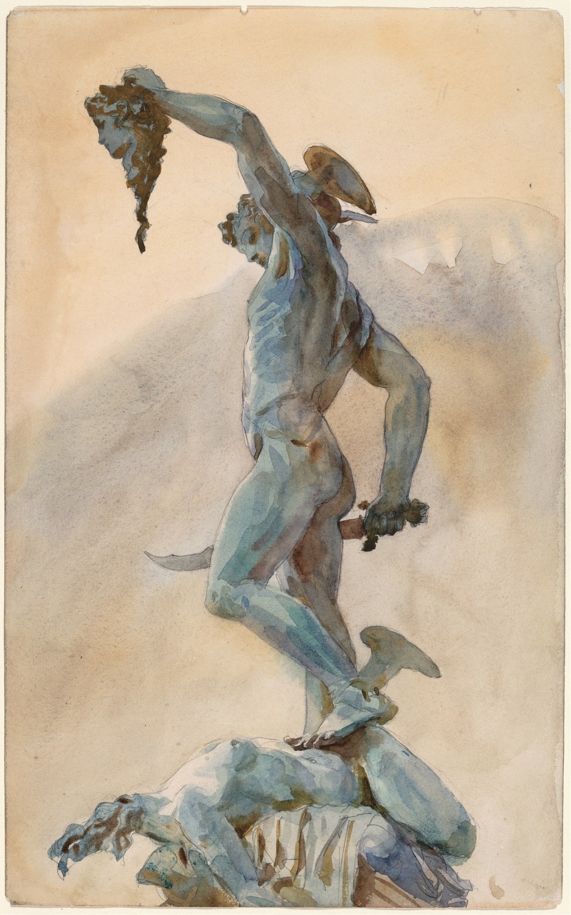 A sketch by John Singer Sargent of Benvenuto Cellini's statue of Perseus.